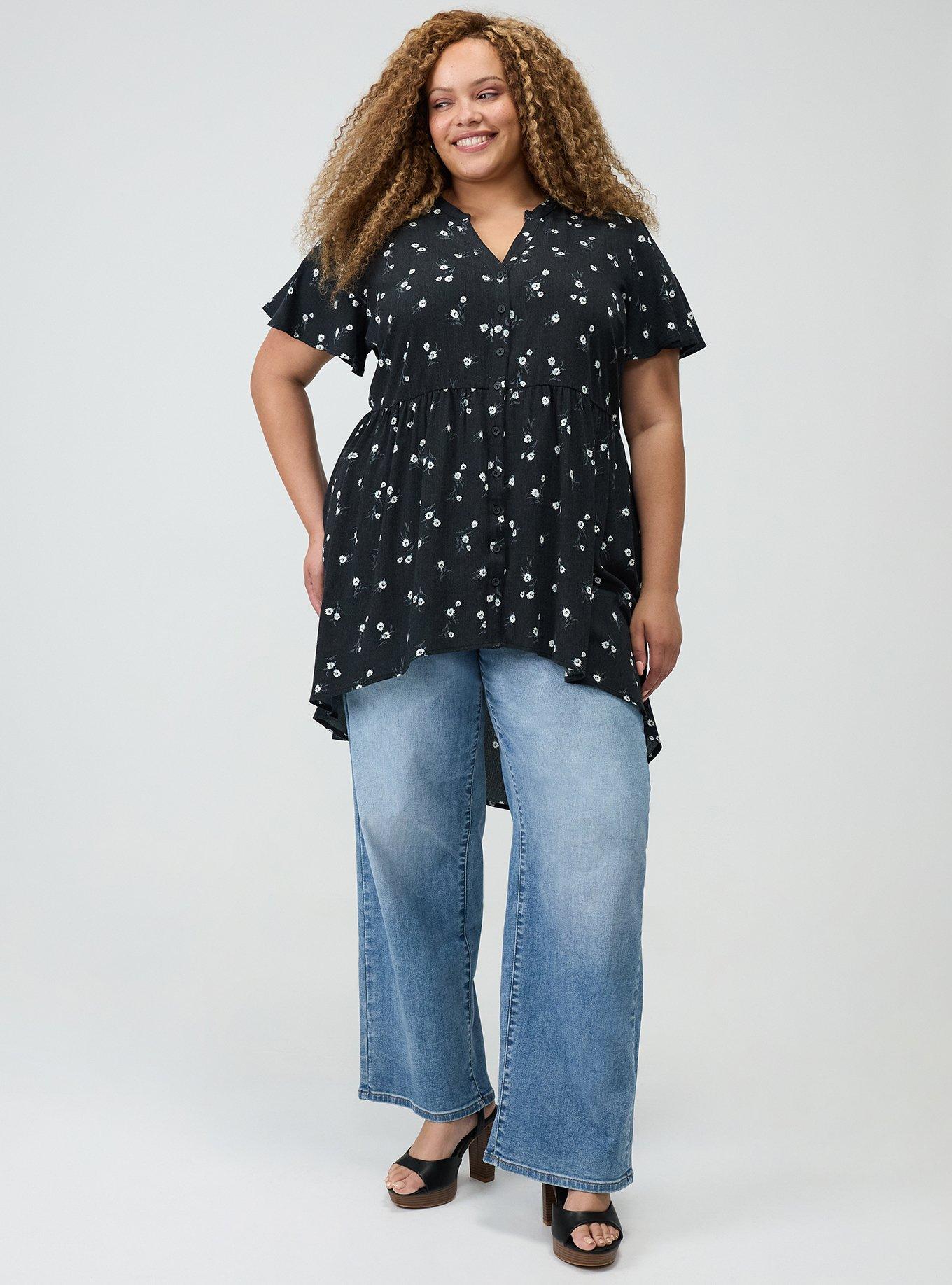 Lexie Babydoll Tunic, WHEAT GRASS FLORAL BLACK, alternate