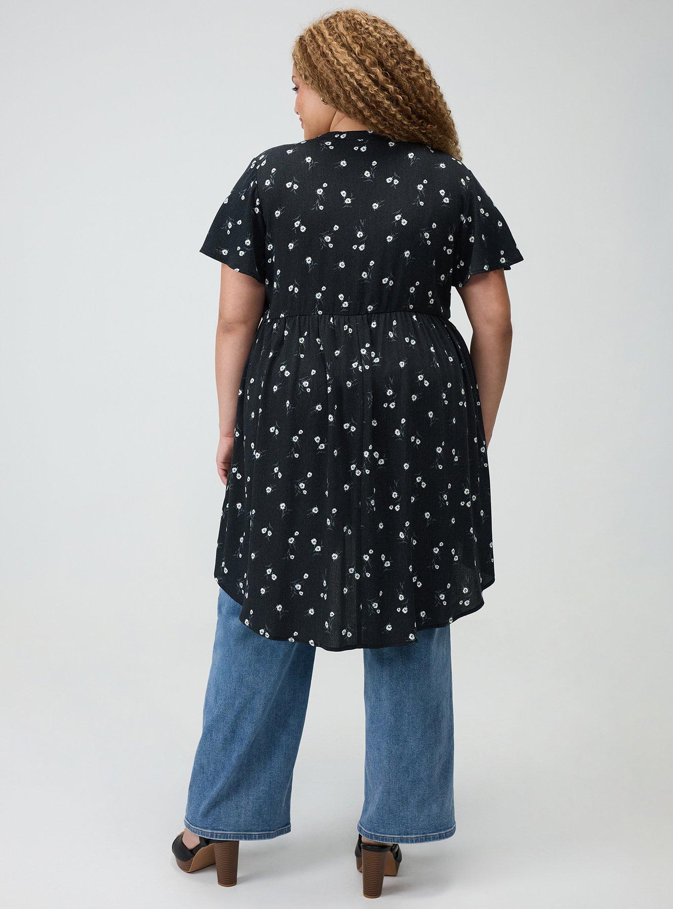 Lexie Babydoll Tunic, WHEAT GRASS FLORAL BLACK, alternate
