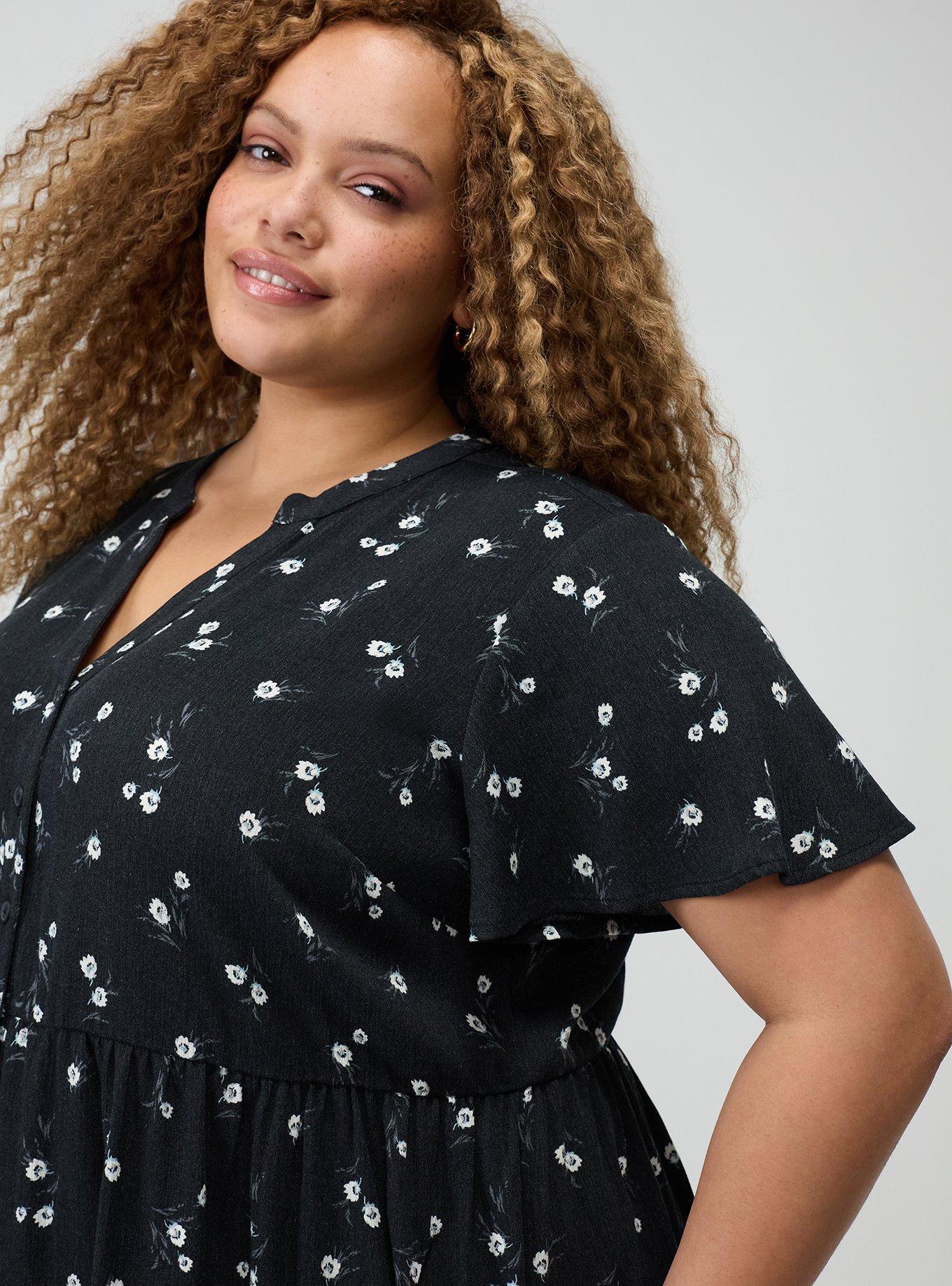 Lexie Babydoll Tunic, WHEAT GRASS FLORAL BLACK, alternate