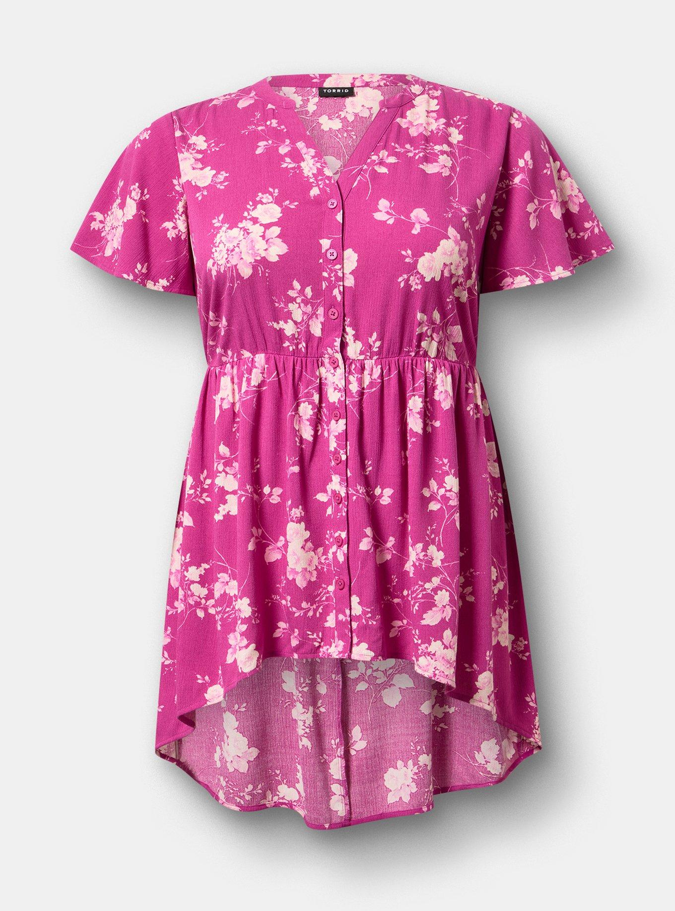 Lexie Babydoll Tunic, GRACE FLORAL PLUM, flat