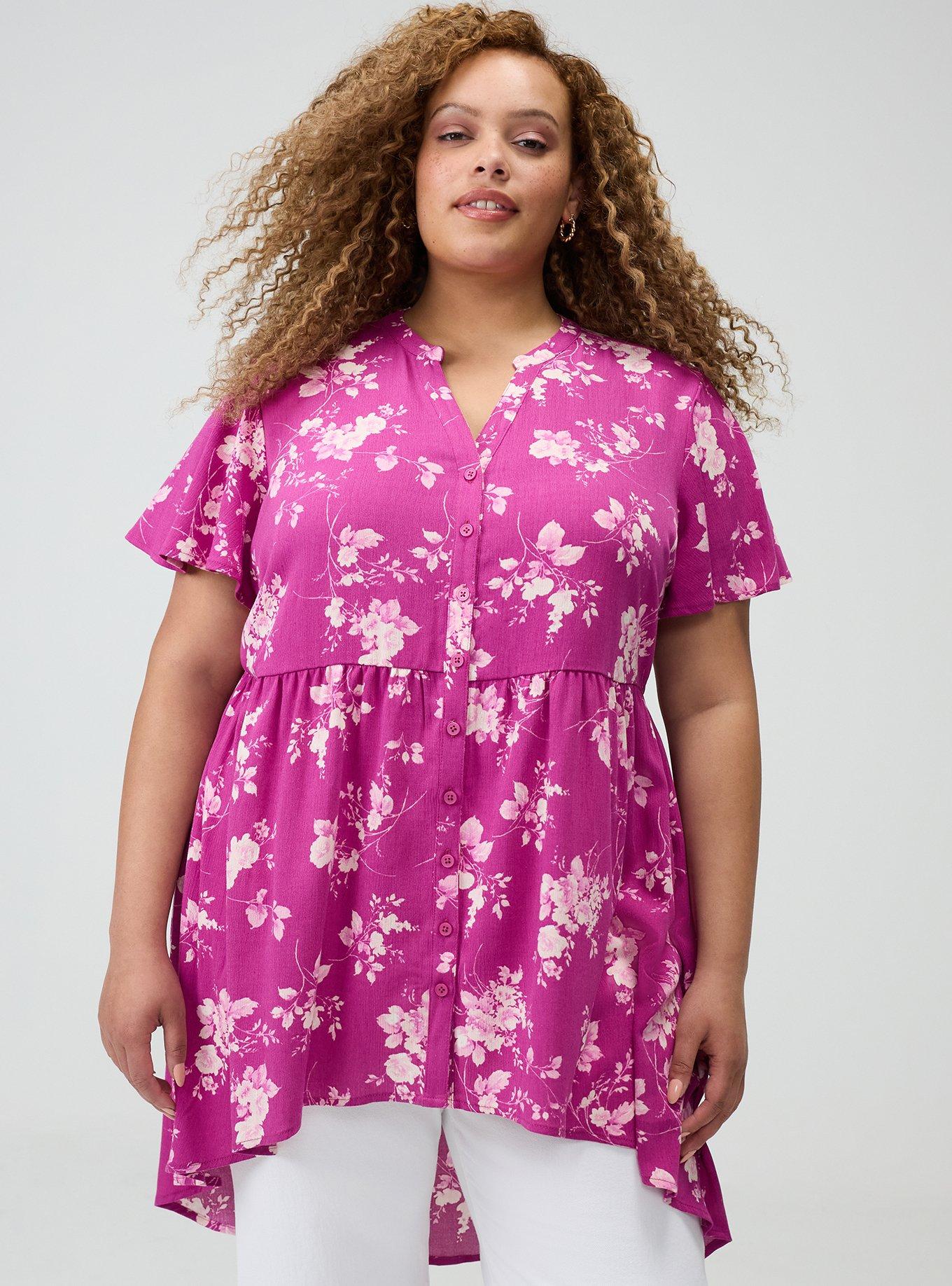 Lexie Babydoll Tunic, GRACE FLORAL PLUM, hi-res