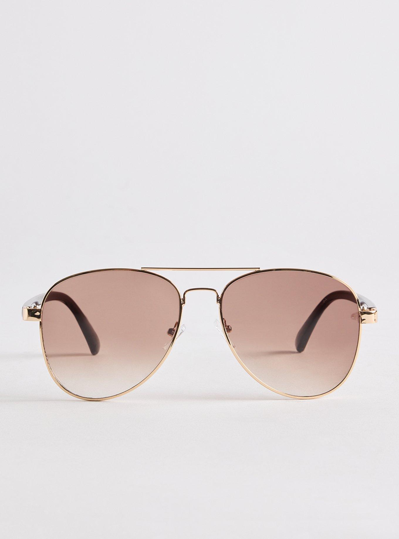 Rounded Aviator Ombre Lens Sunglasses, , hi-res