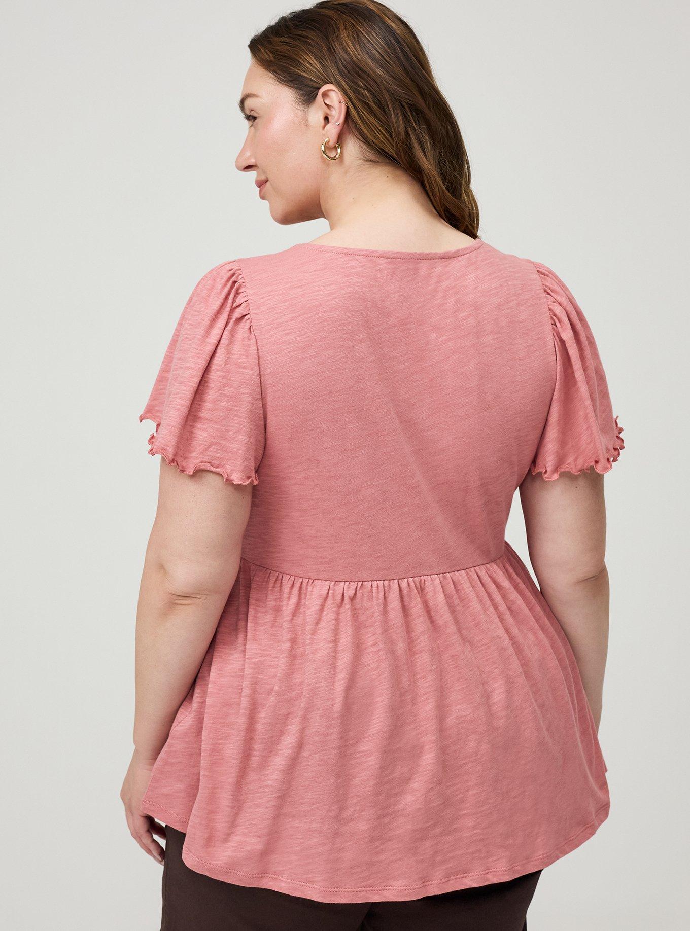 Heritage Slub Crochet Trim Babydoll Top, DUSTY ROSE, alternate