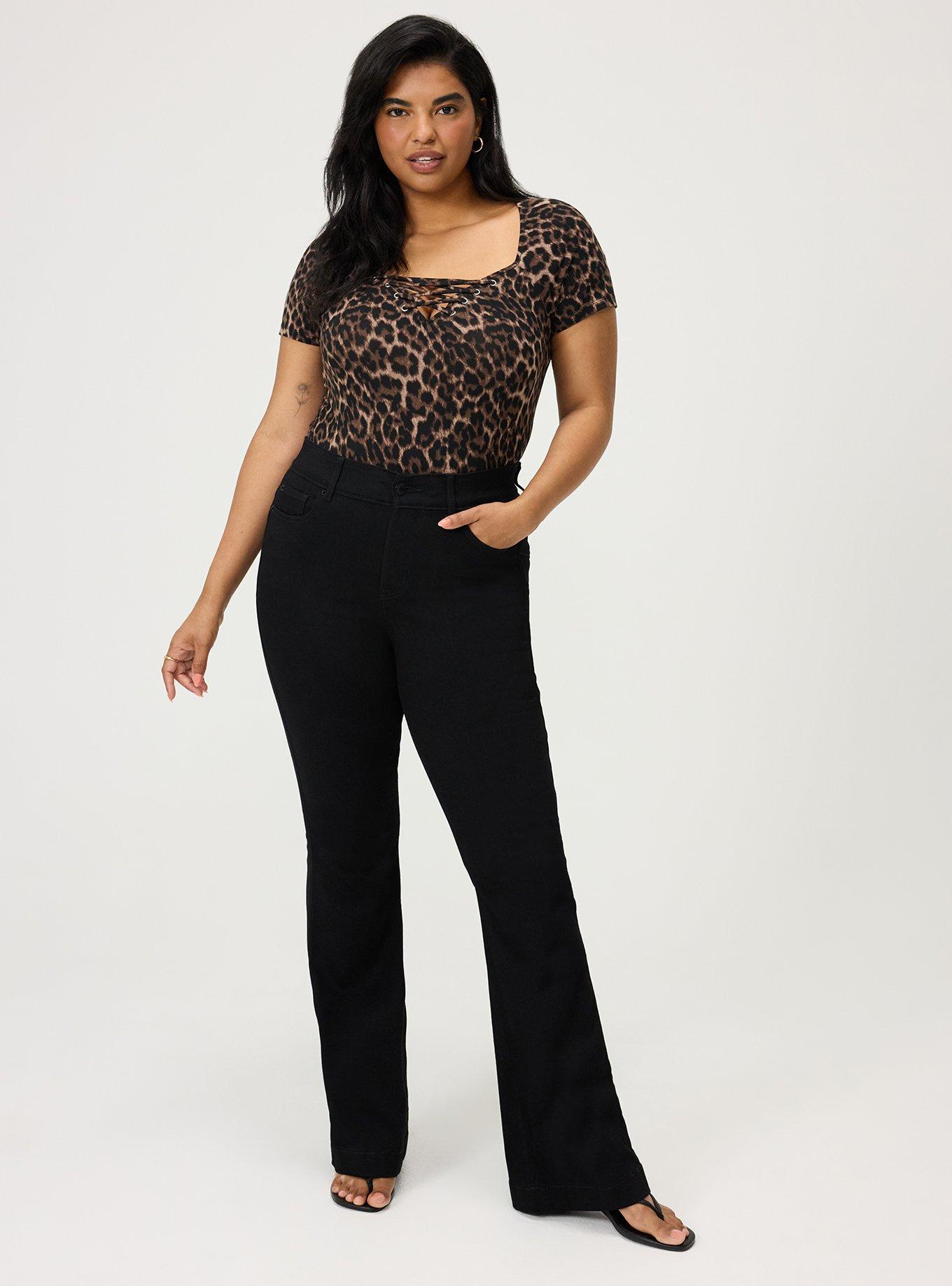 Plus Size Foxy Lace-Up Top, ON THE PROWL LEOPARD BROWN, alternate