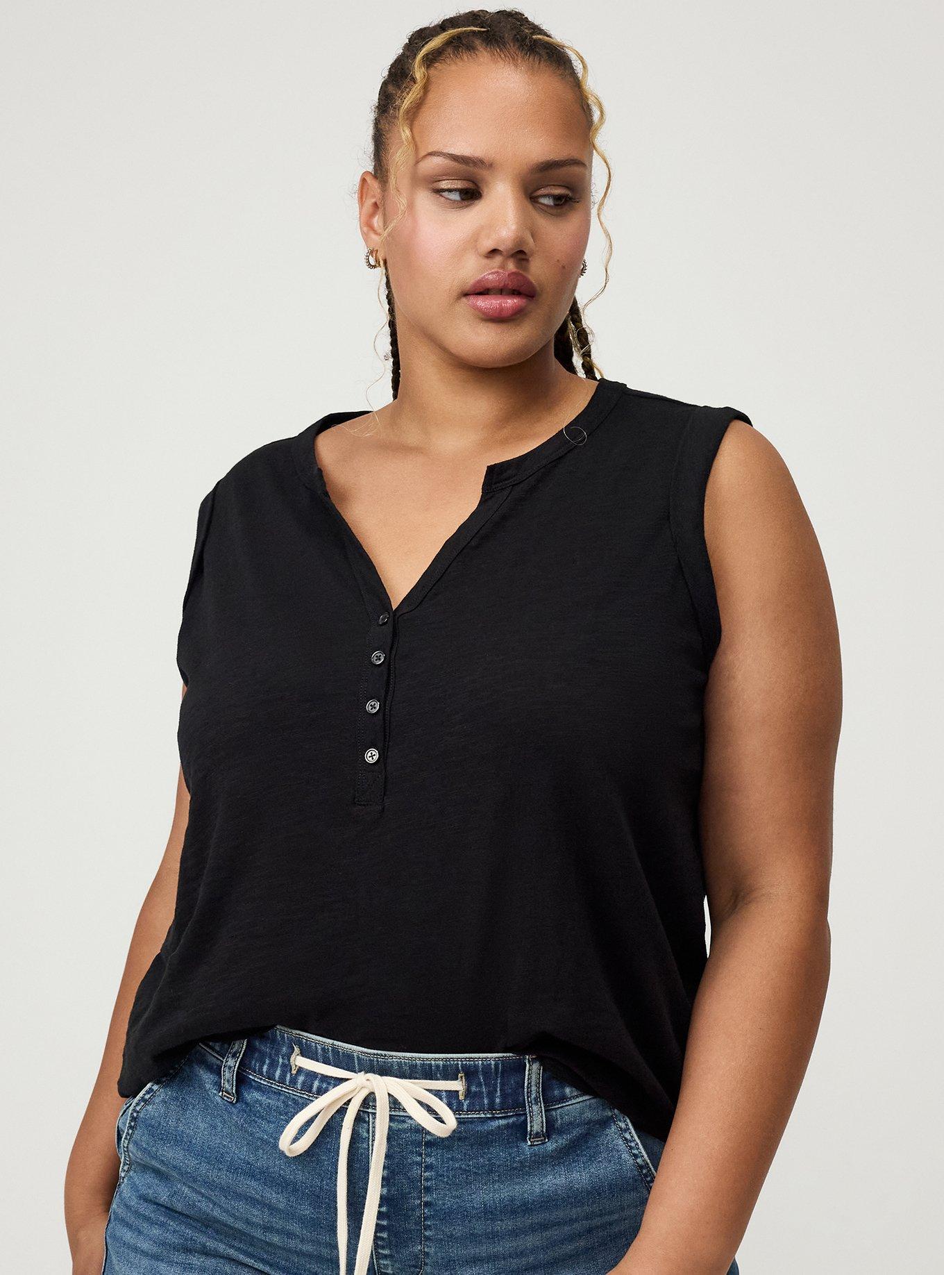Heritage Slub Henley Muscle Tank, DEEP BLACK, alternate