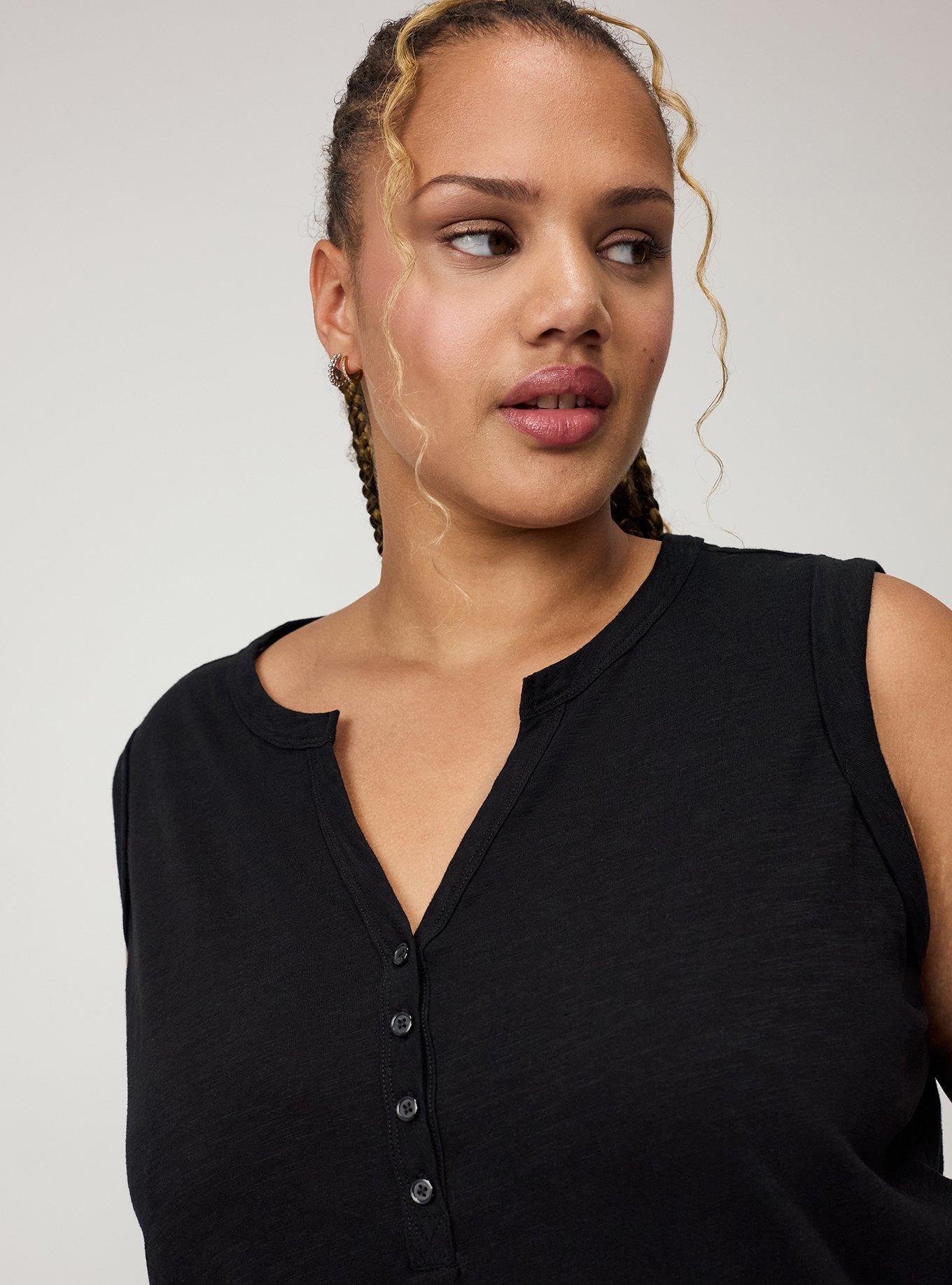 Heritage Slub Henley Muscle Tank, DEEP BLACK, alternate