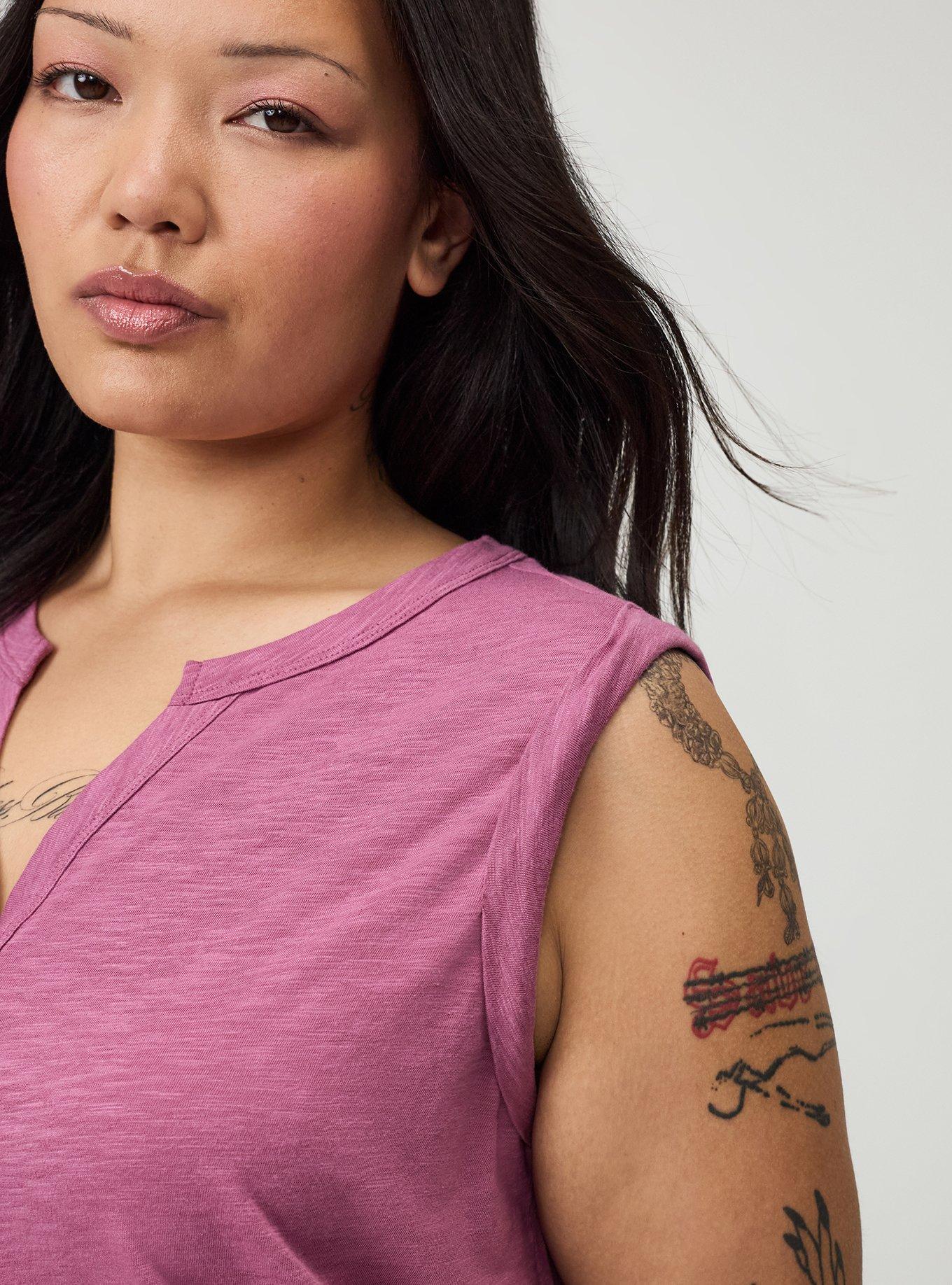 Heritage Slub Henley Muscle Tank, MELLOW MAUVE, alternate