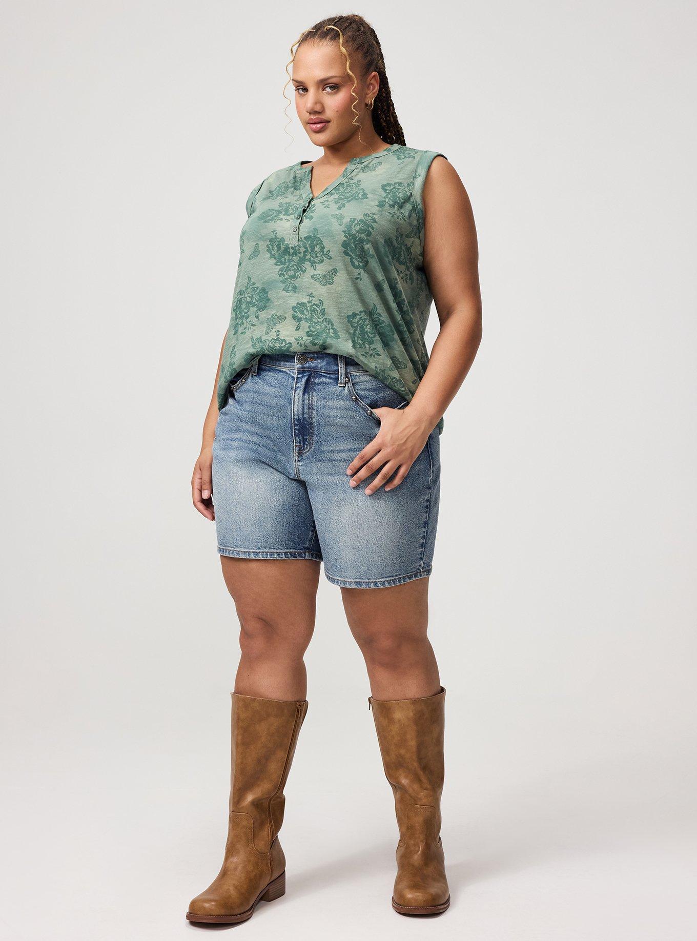 Heritage Slub Henley Muscle Tank, BUTTERFLY ROSES FLORAL HEDGE GREEN, alternate