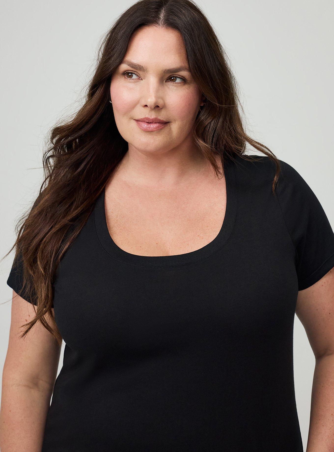 Signature Jersey Scoop Neck Tee, DEEP BLACK, alternate