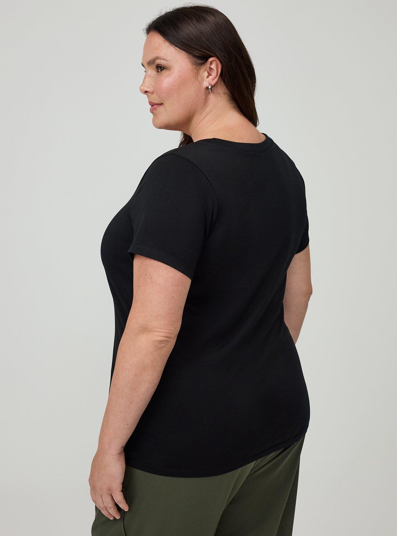 Signature Jersey Scoop Neck Tee, DEEP BLACK, alternate