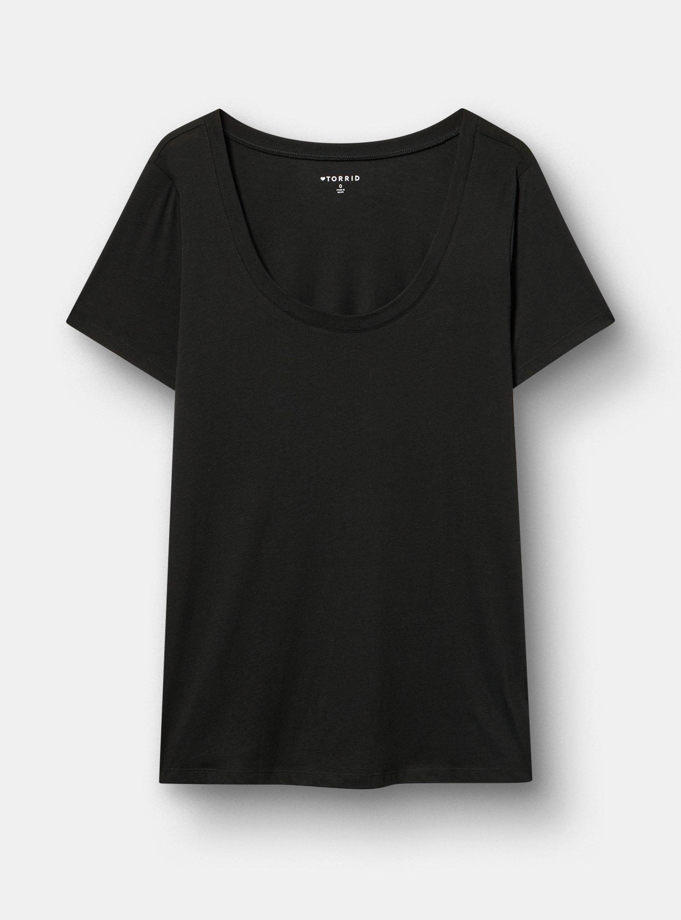 Signature Jersey Scoop Neck Tee, DEEP BLACK, hi-res
