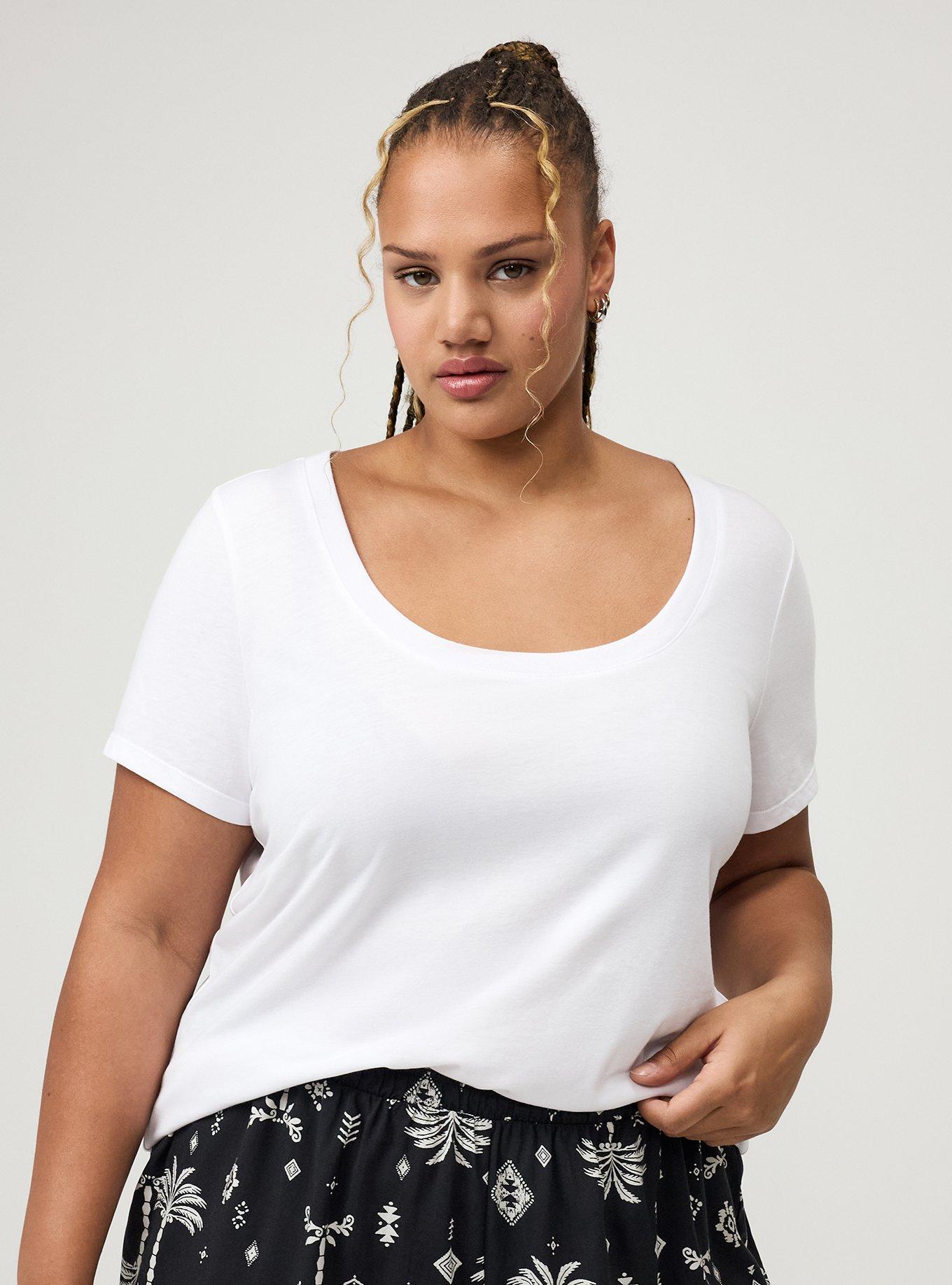 Plus Size Signature Jersey Scoop Neck Tee, BRIGHT WHITE, alternate