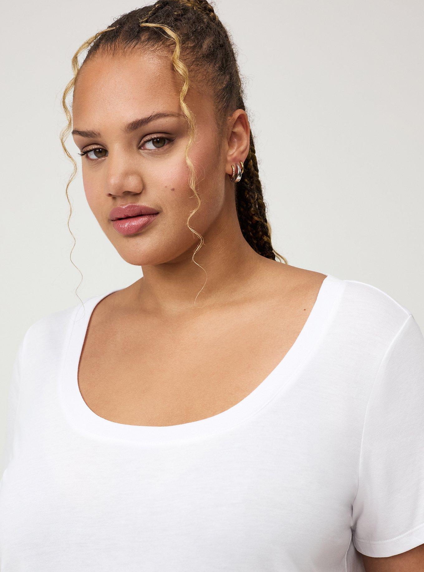 Plus Size Signature Jersey Scoop Neck Tee, BRIGHT WHITE, alternate