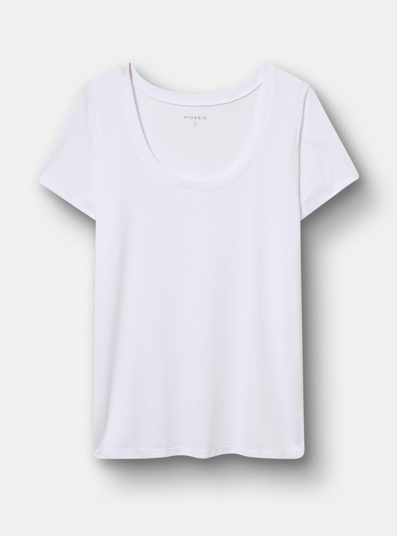 Plus Size Signature Jersey Scoop Neck Tee, BRIGHT WHITE, flat