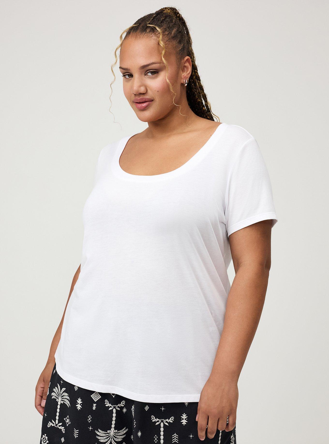 Plus Size Signature Jersey Scoop Neck Tee, BRIGHT WHITE, hi-res