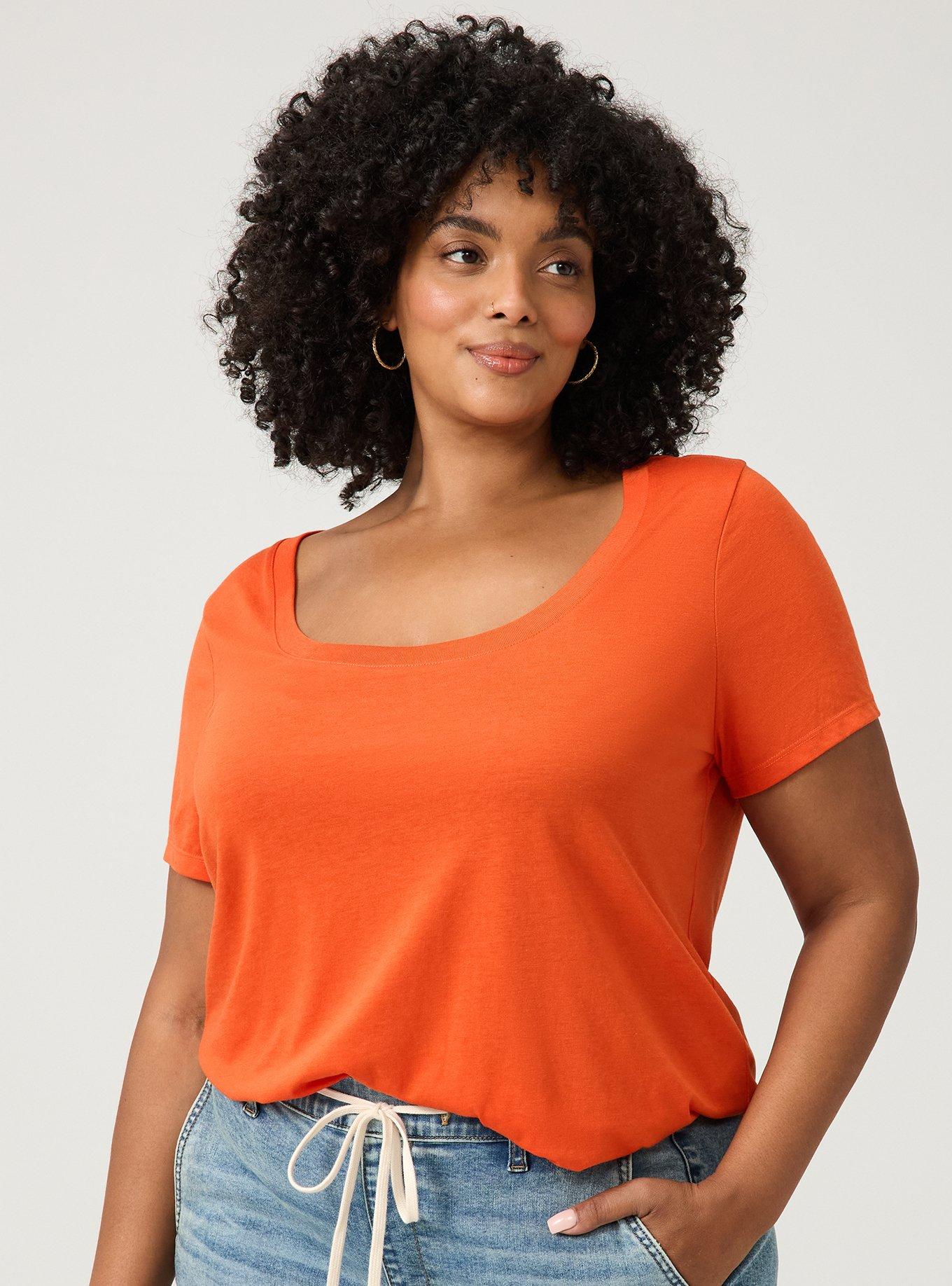 Plus Size Signature Jersey Scoop Neck Tee, PUREED PUMPKIN, alternate