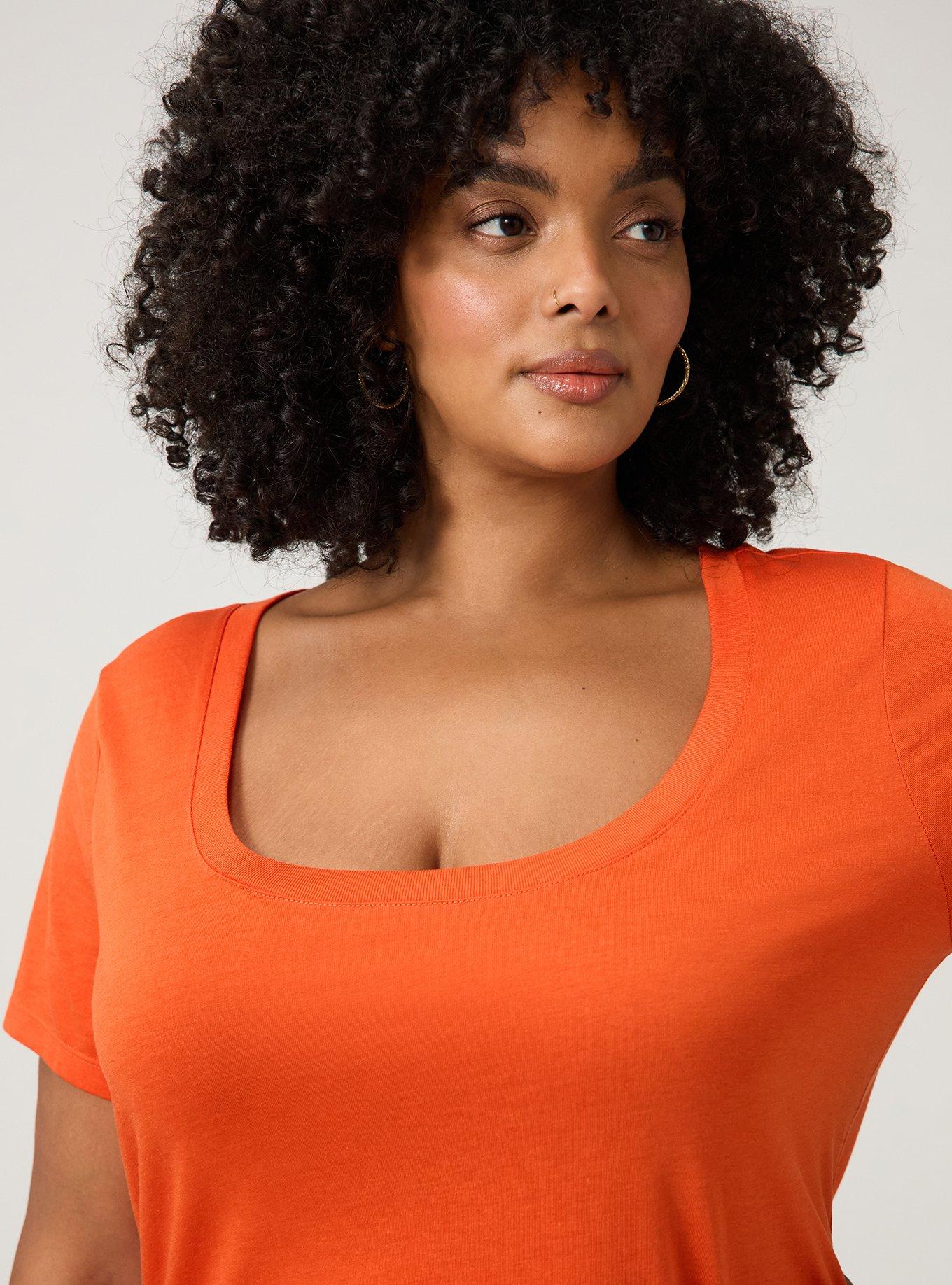 Plus Size Signature Jersey Scoop Neck Tee, PUREED PUMPKIN, alternate