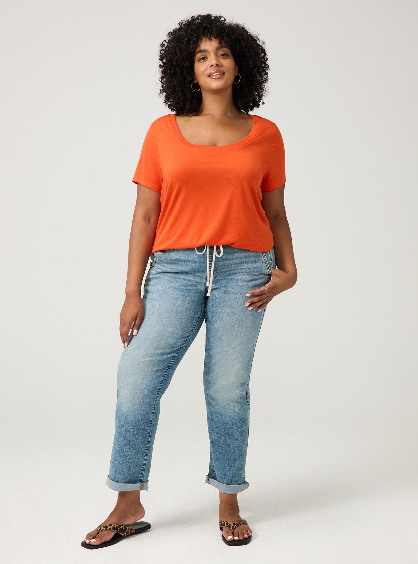 Plus Size Signature Jersey Scoop Neck Tee, PUREED PUMPKIN, alternate