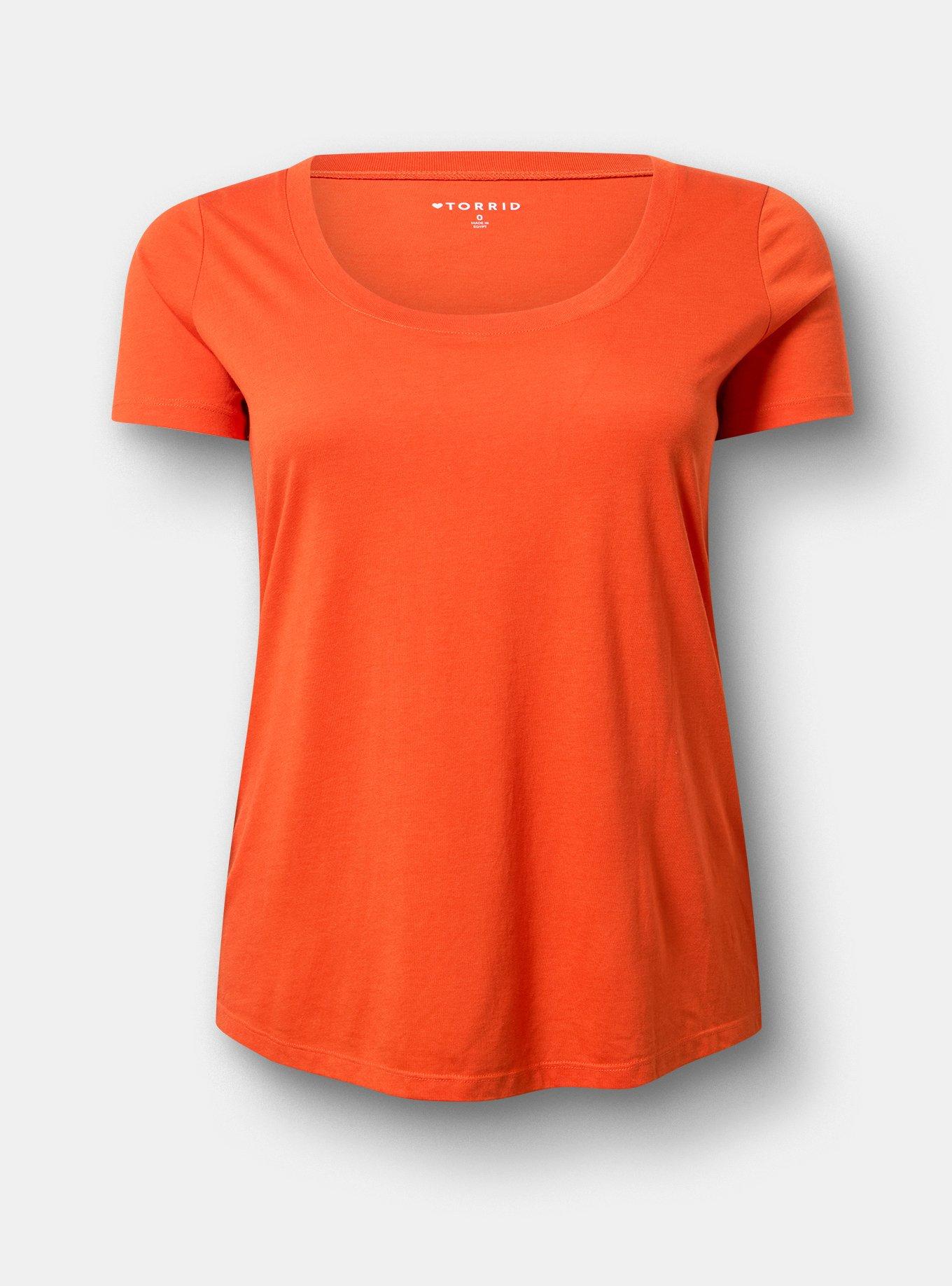 Plus Size Signature Jersey Scoop Neck Tee, PUREED PUMPKIN, flat
