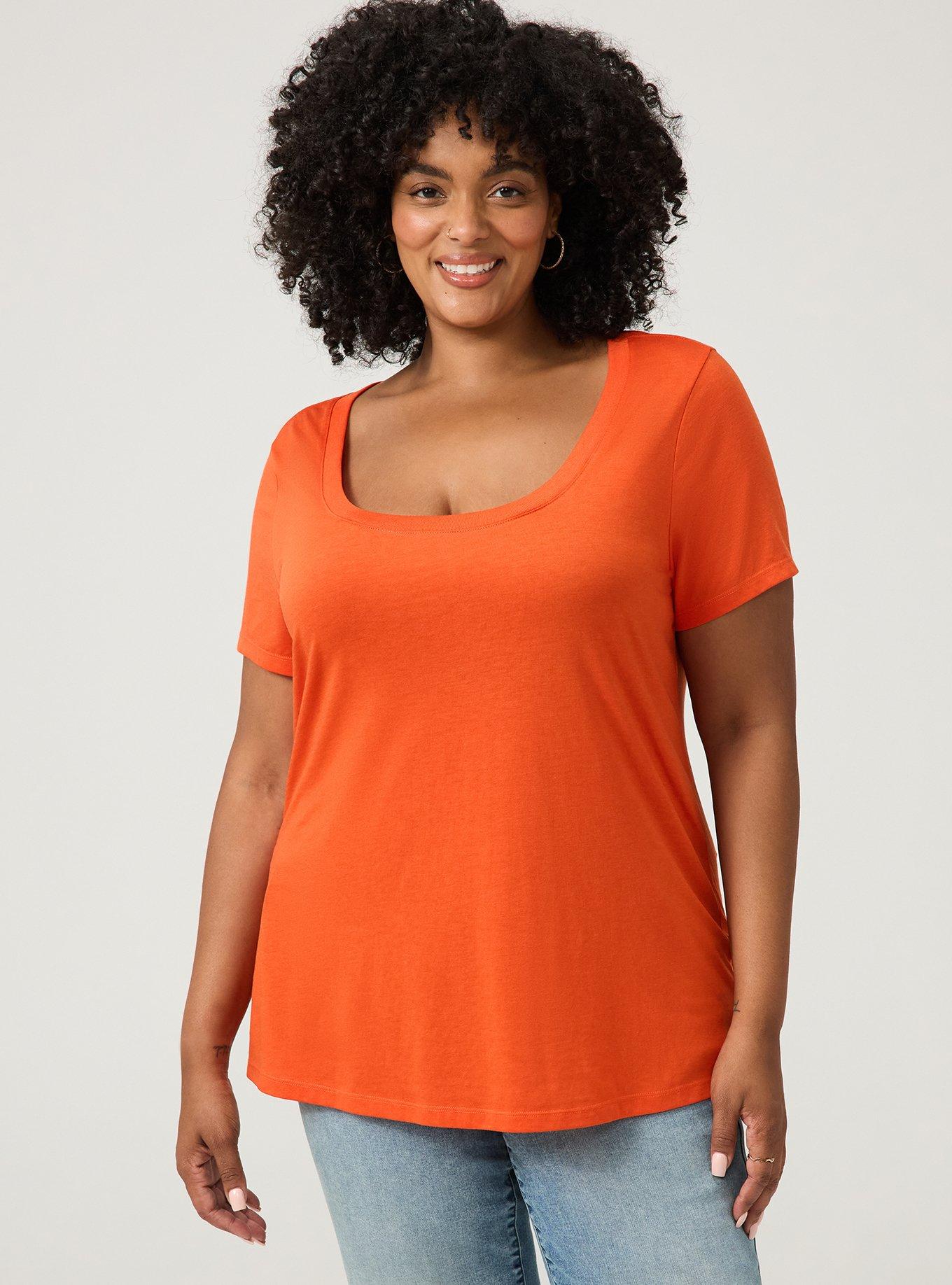 Plus Size Signature Jersey Scoop Neck Tee, PUREED PUMPKIN, hi-res