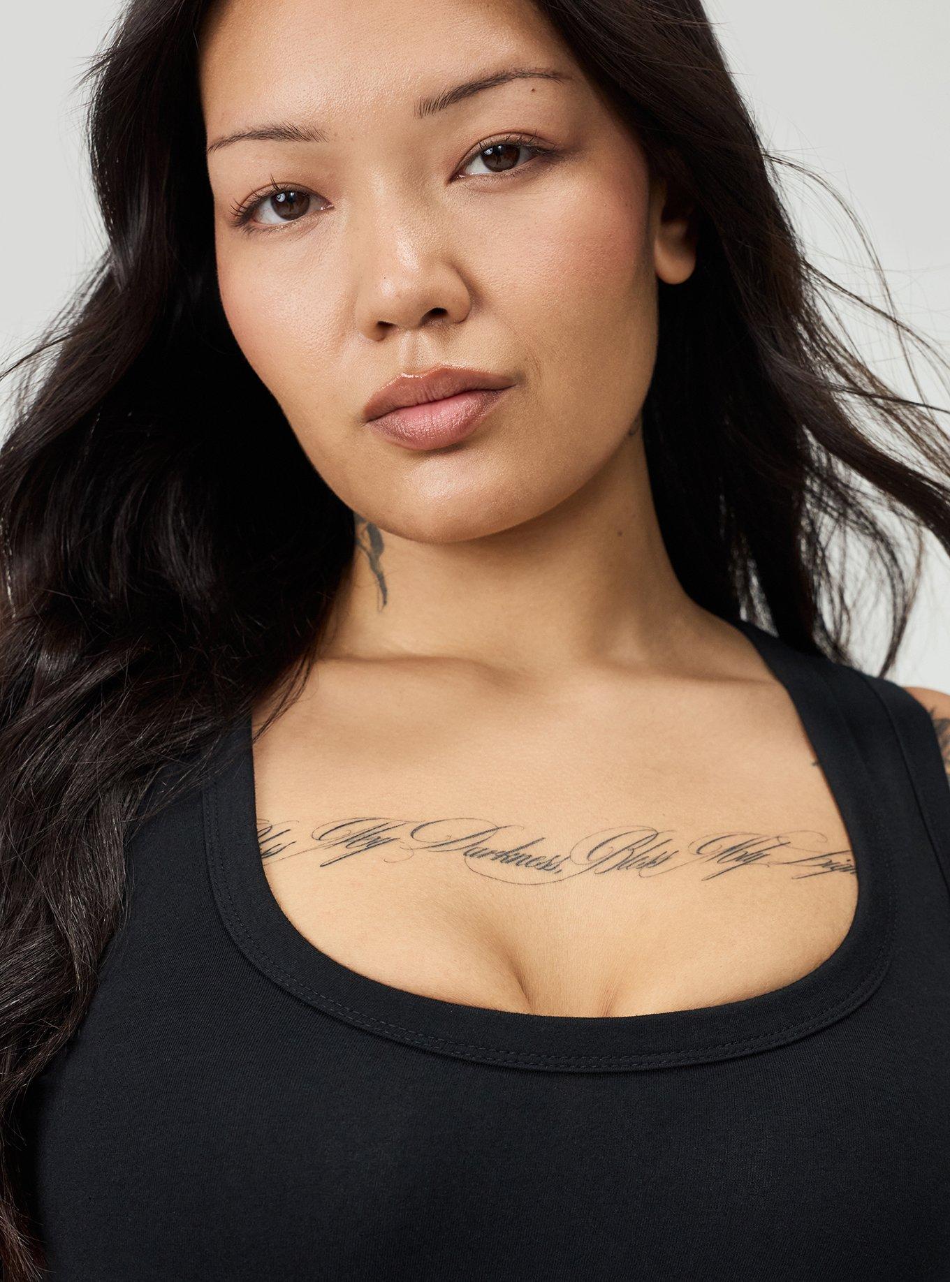 Plus Size Foxy Scoop Neck Tank, DEEP BLACK, alternate