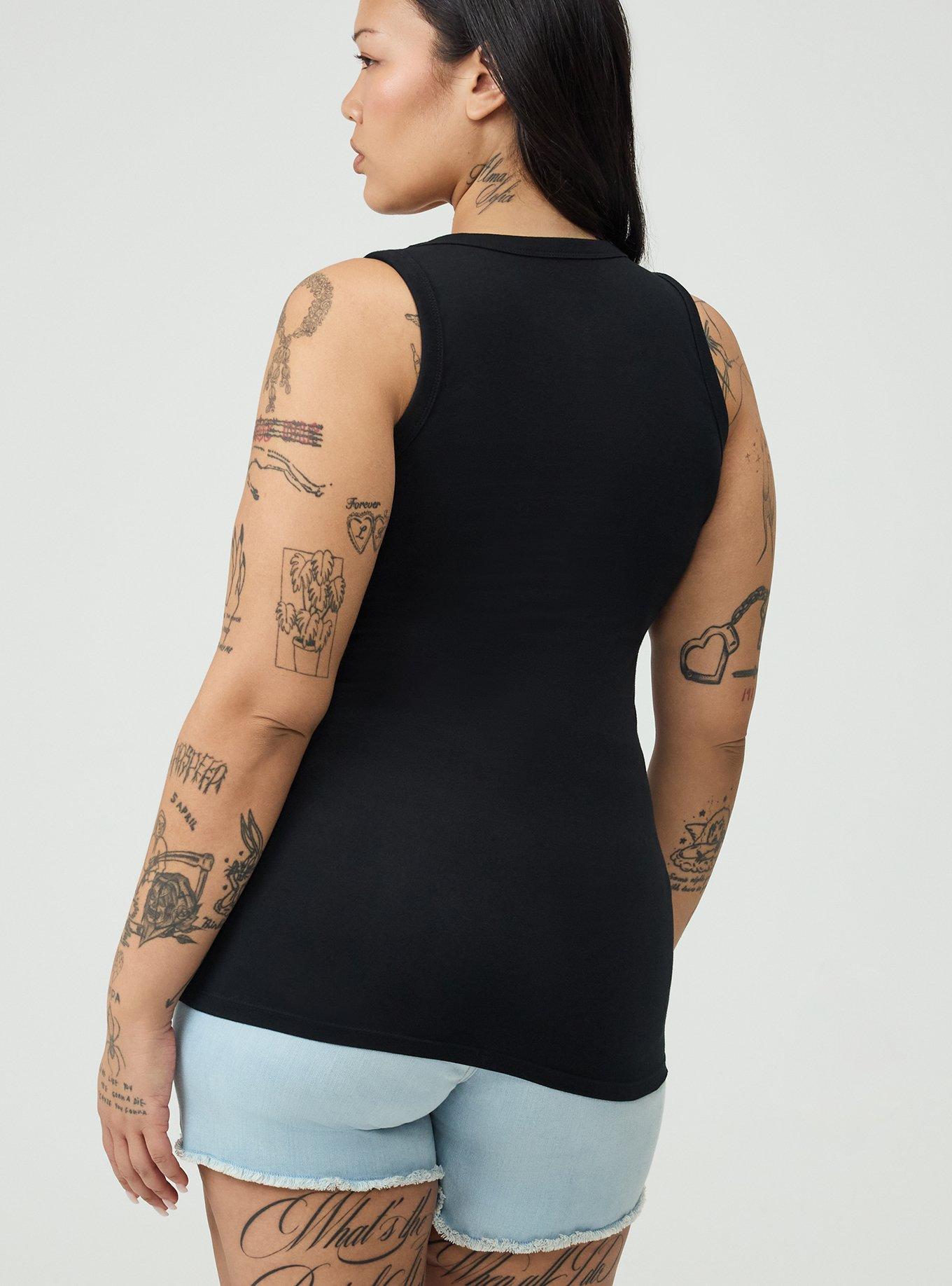 Plus Size Foxy Scoop Neck Tank, DEEP BLACK, alternate