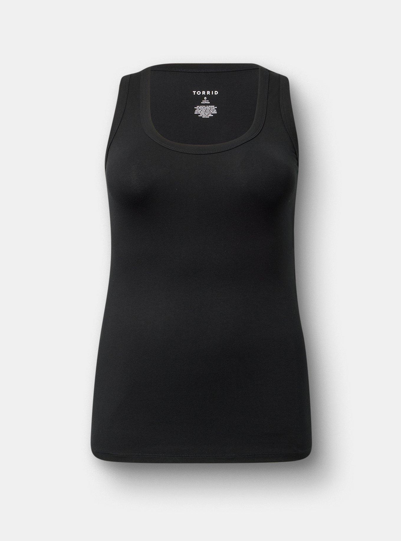 Plus Size Foxy Scoop Neck Tank, DEEP BLACK, flat