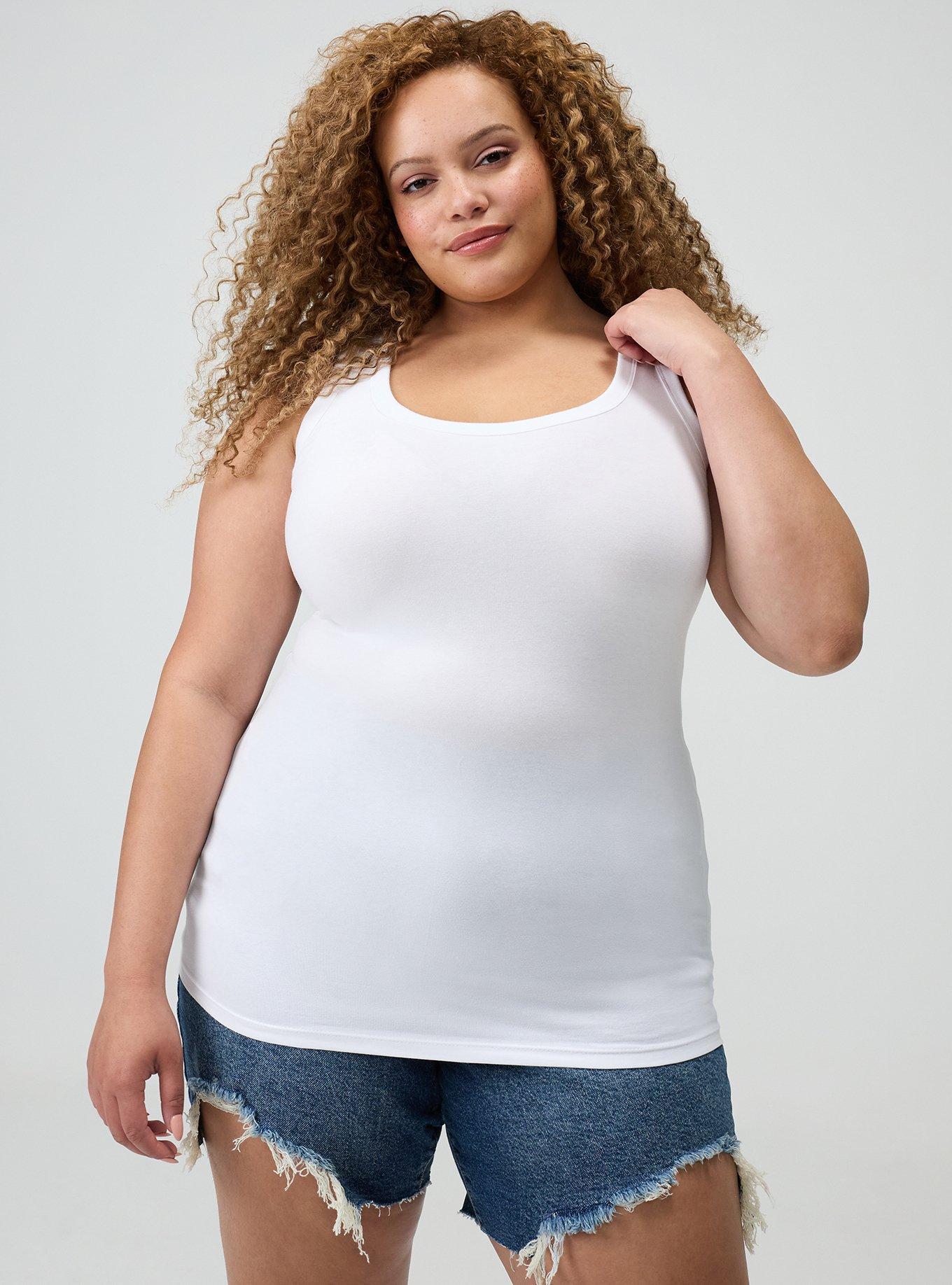 Plus Size Foxy Scoop Neck Tank, BRIGHT WHITE, hi-res