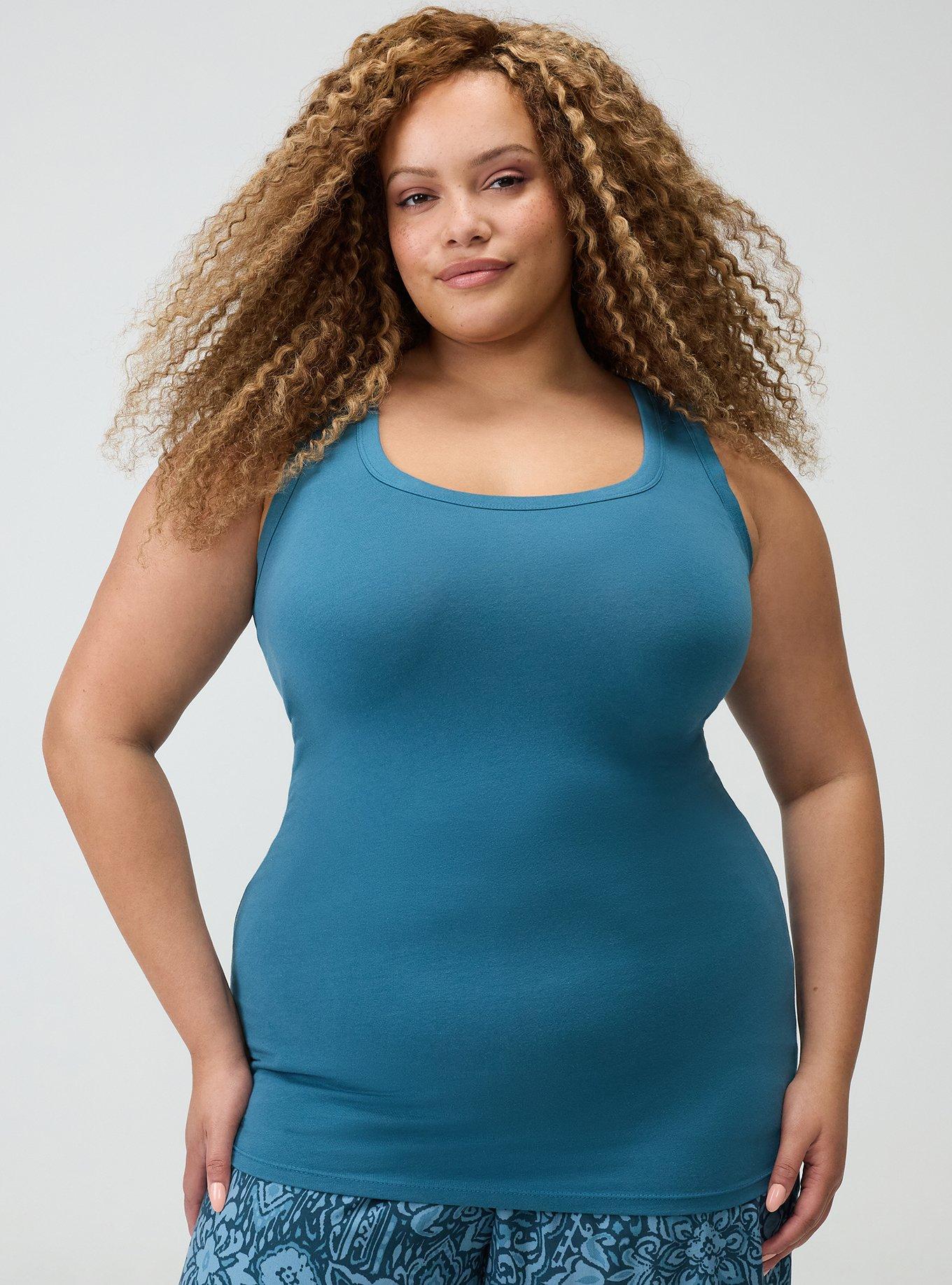 Plus Size Foxy Scoop Neck Tank, MALLARD BLUE, hi-res