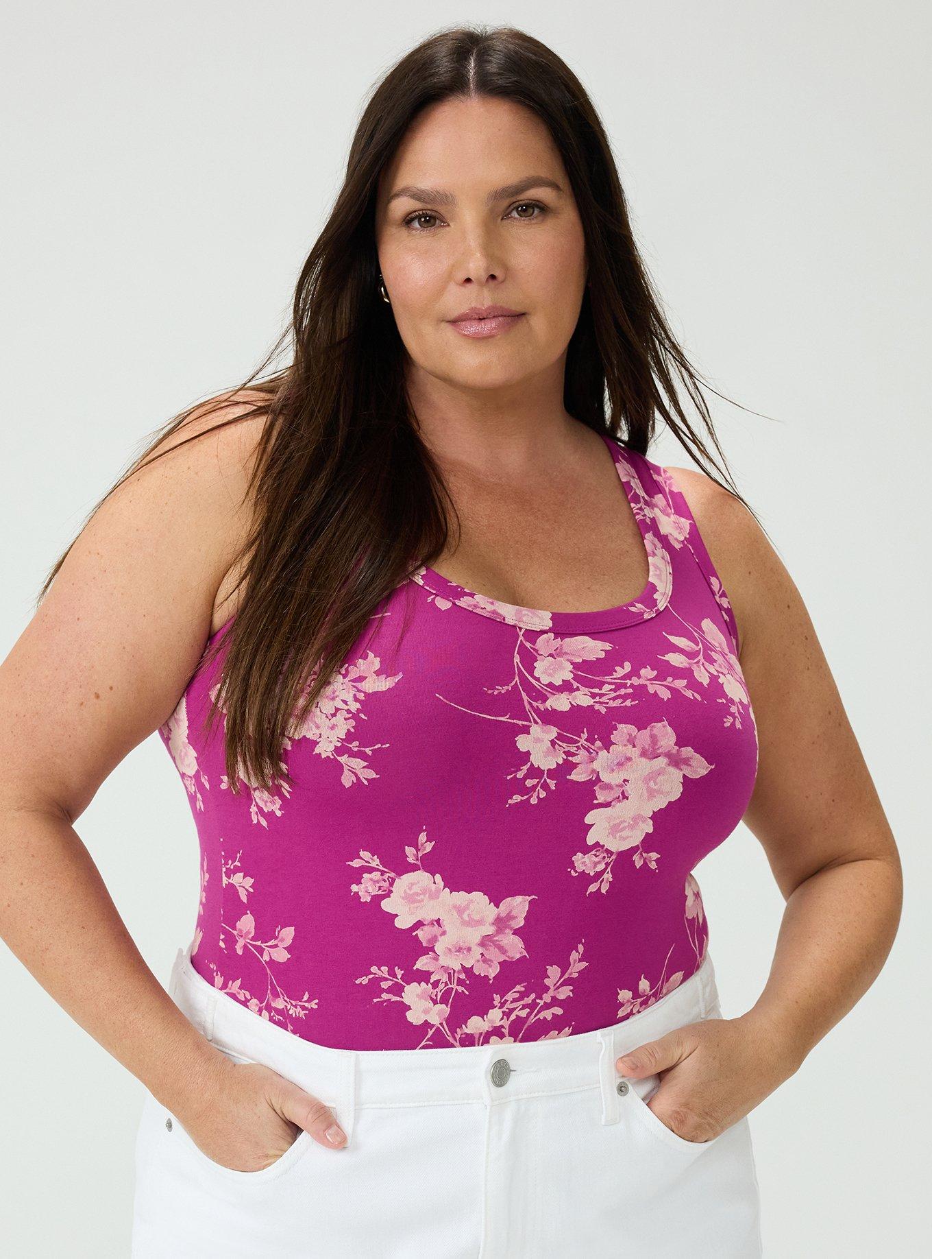 Plus Size Foxy Scoop Neck Tank, GRACE FLORAL PLUM, alternate