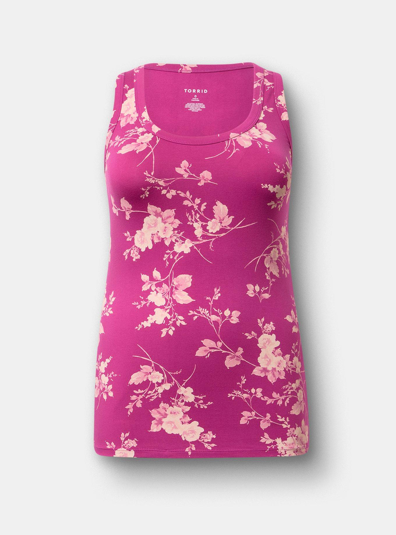 Plus Size Foxy Scoop Neck Tank, GRACE FLORAL PLUM, flat