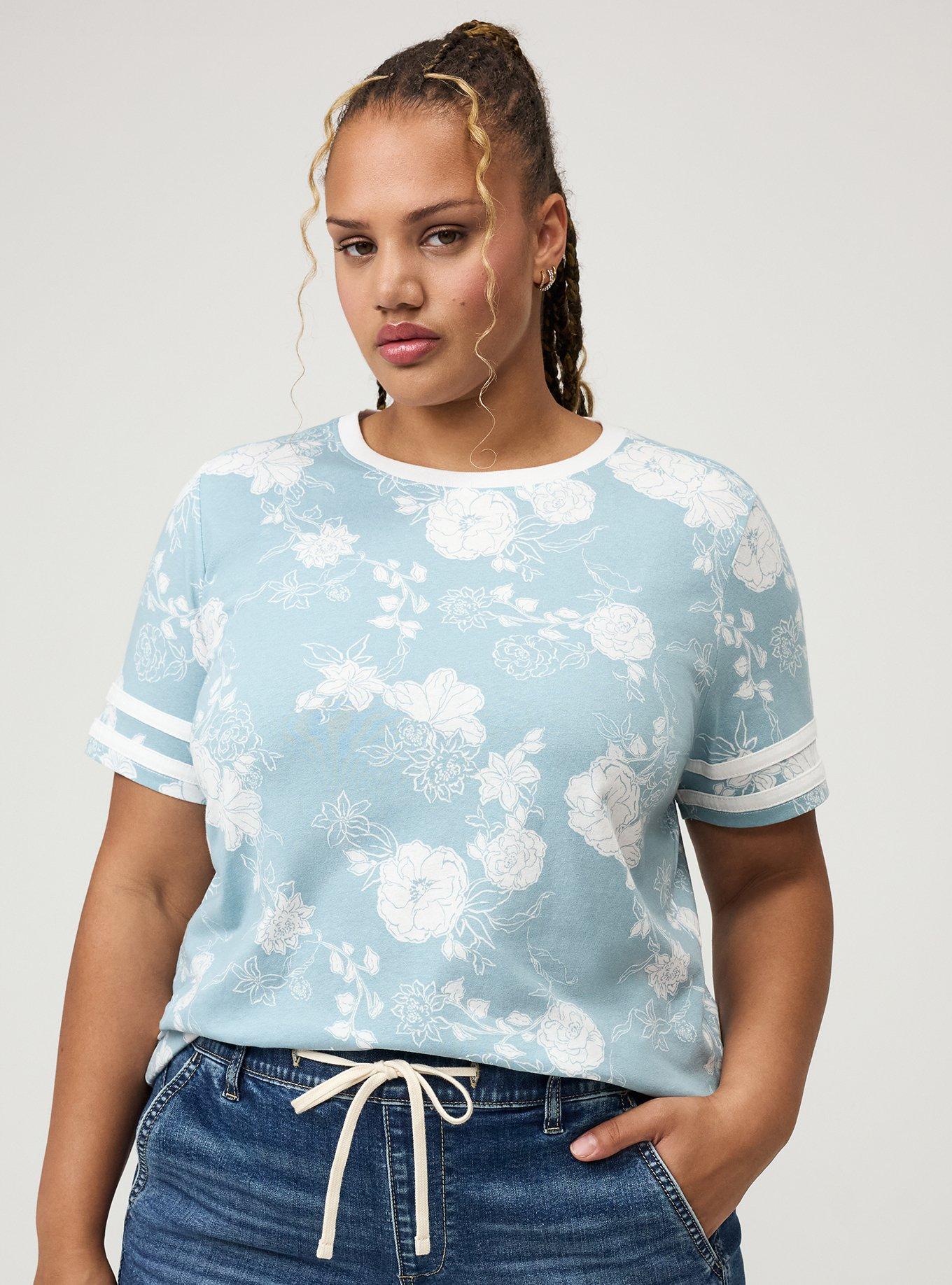 Cotton Varsity Easy Crew Tee, SUZY FLORAL BLUE, alternate