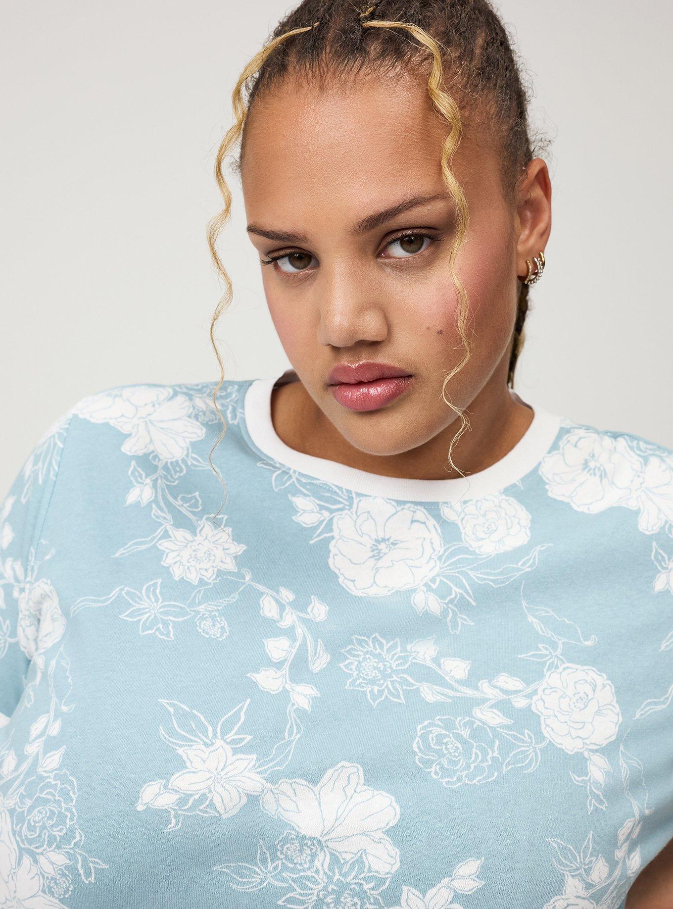 Cotton Varsity Easy Crew Tee, SUZY FLORAL BLUE, alternate