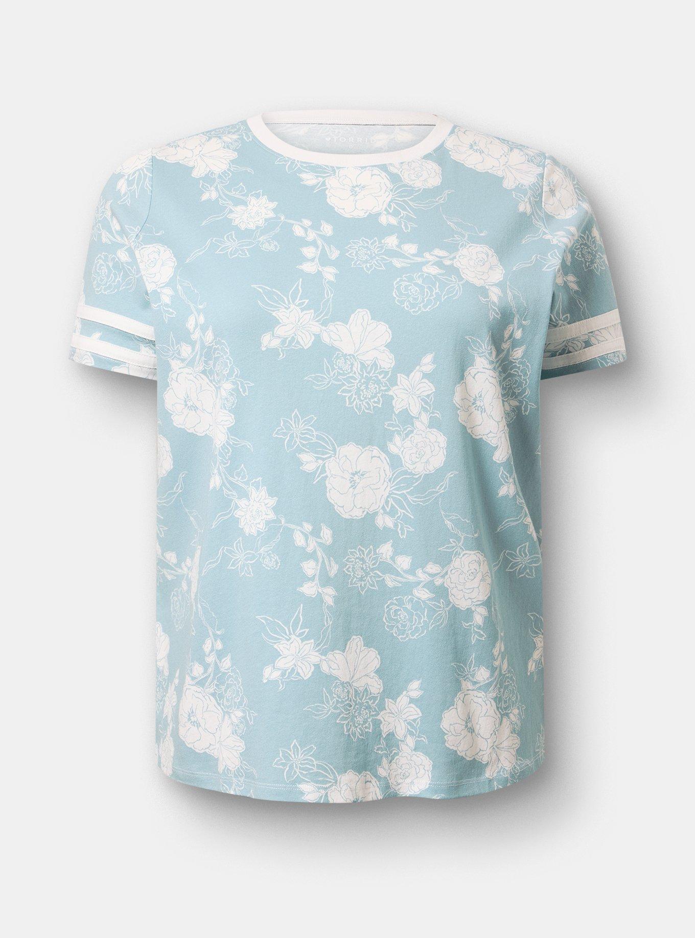 Cotton Varsity Easy Crew Tee, SUZY FLORAL BLUE, flat
