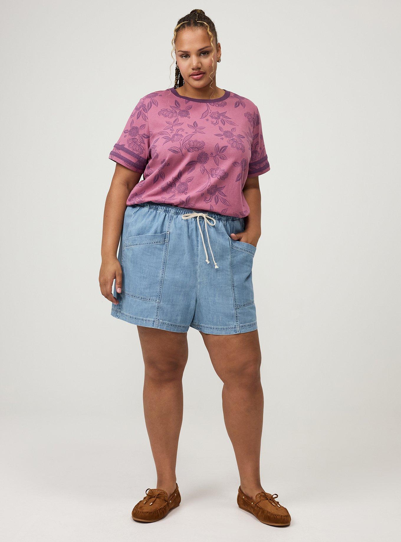 Cotton Varsity Easy Crew Tee, THRILL FLORAL MAUVE, alternate