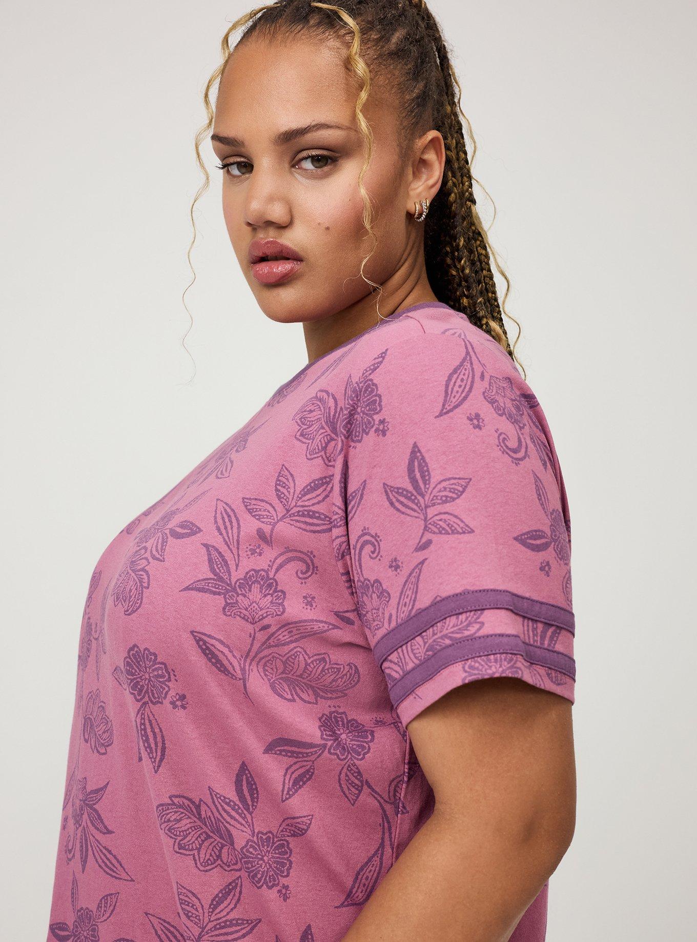 Cotton Varsity Easy Crew Tee, THRILL FLORAL MAUVE, alternate