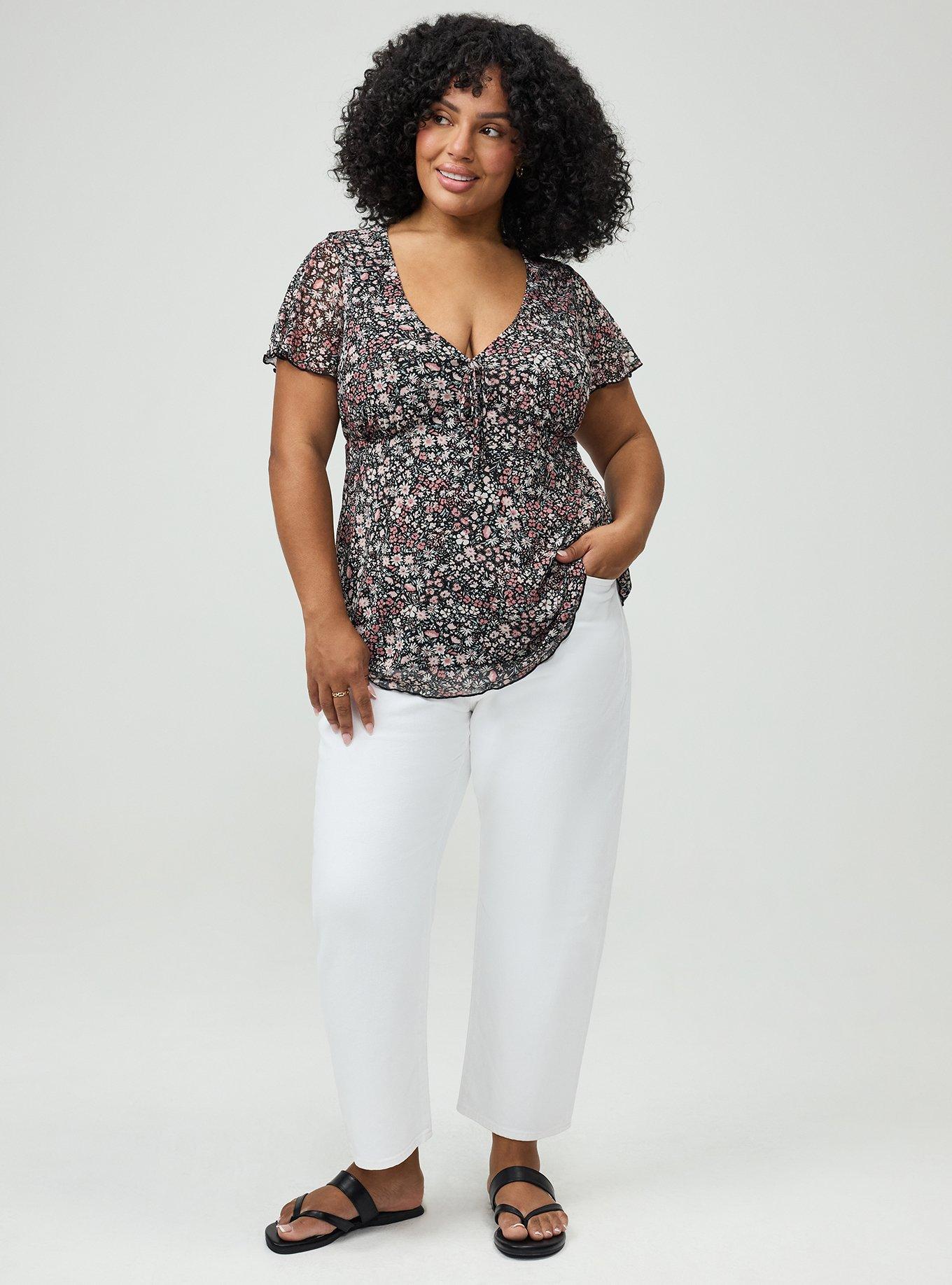 Soft Mesh V-Neck Top, HARVEST DITSY FLORAL BLACK, alternate