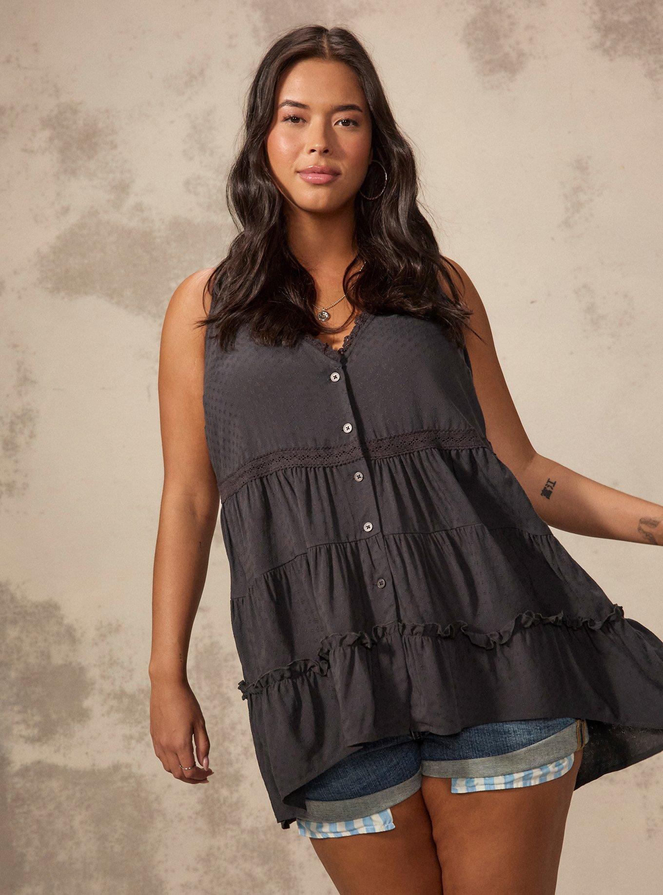 Festi Sleeveless Button-Down Tunic, PHANTOM, hi-res