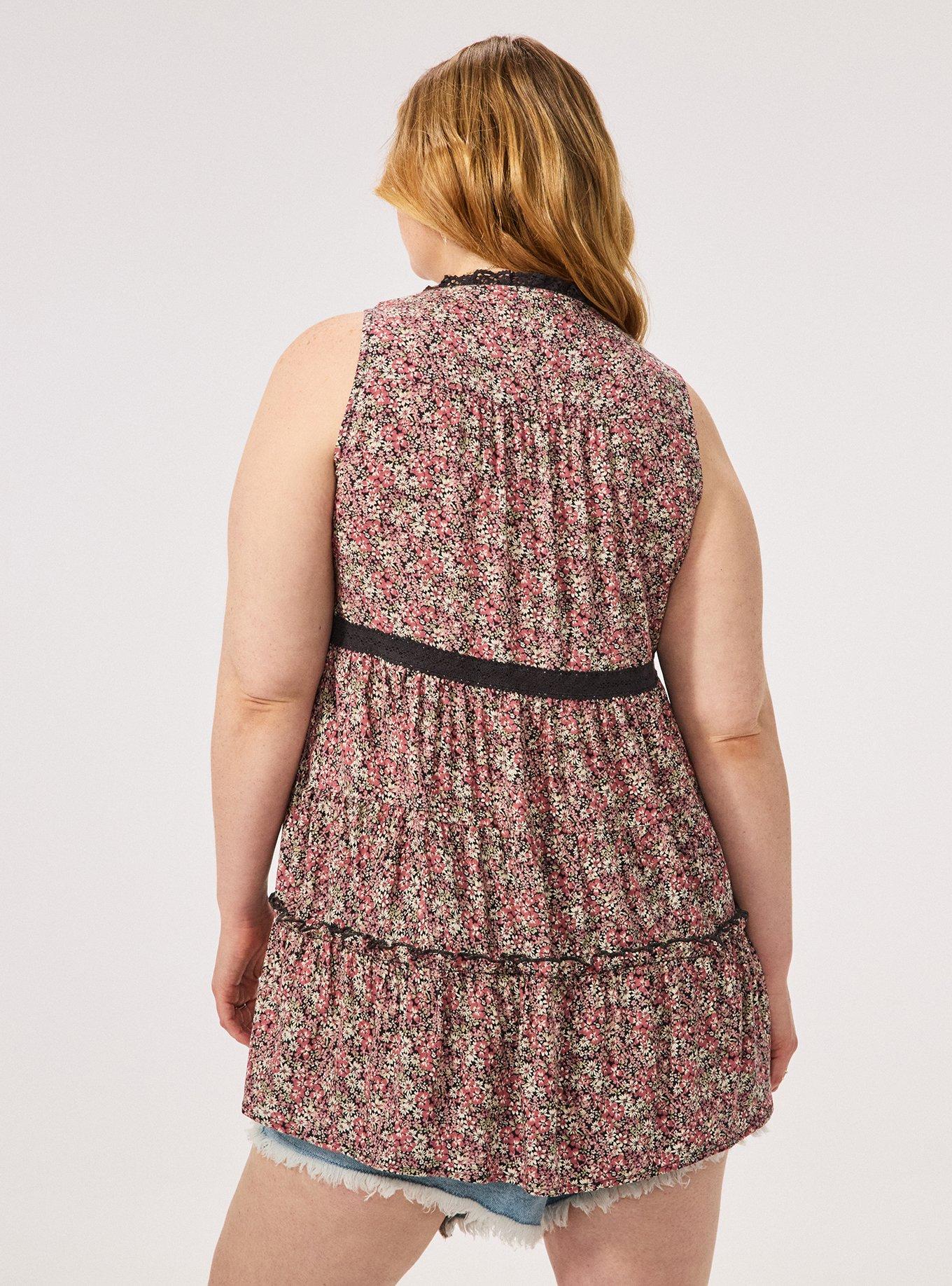 Festi Sleeveless Button-Down Tunic, AMBER DITSY FLORAL, alternate