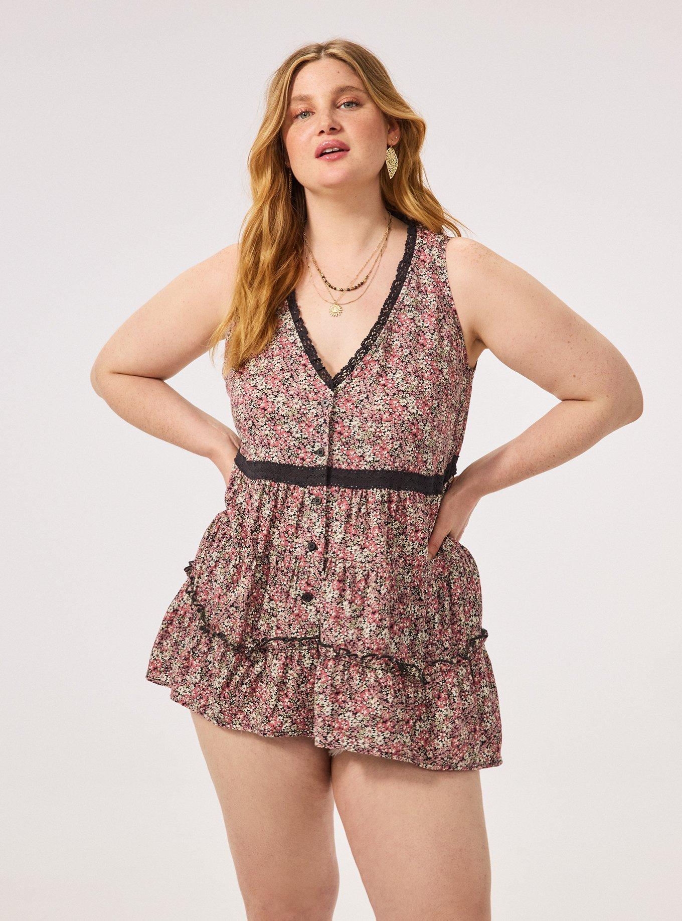 Festi Sleeveless Button-Down Tunic, AMBER DITSY FLORAL, hi-res