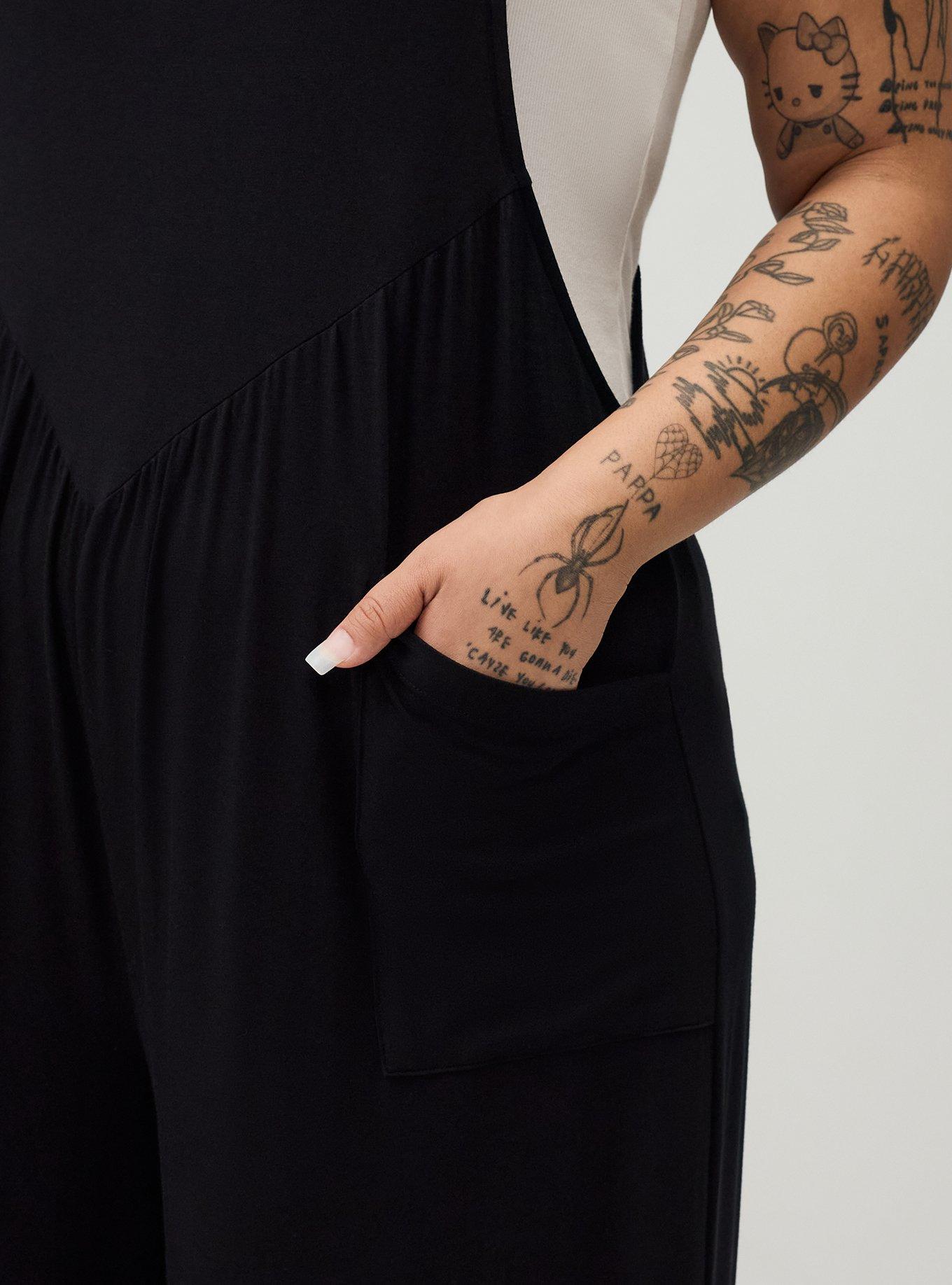 Super Soft Jersey Wide-Leg Overall, DEEP BLACK, alternate