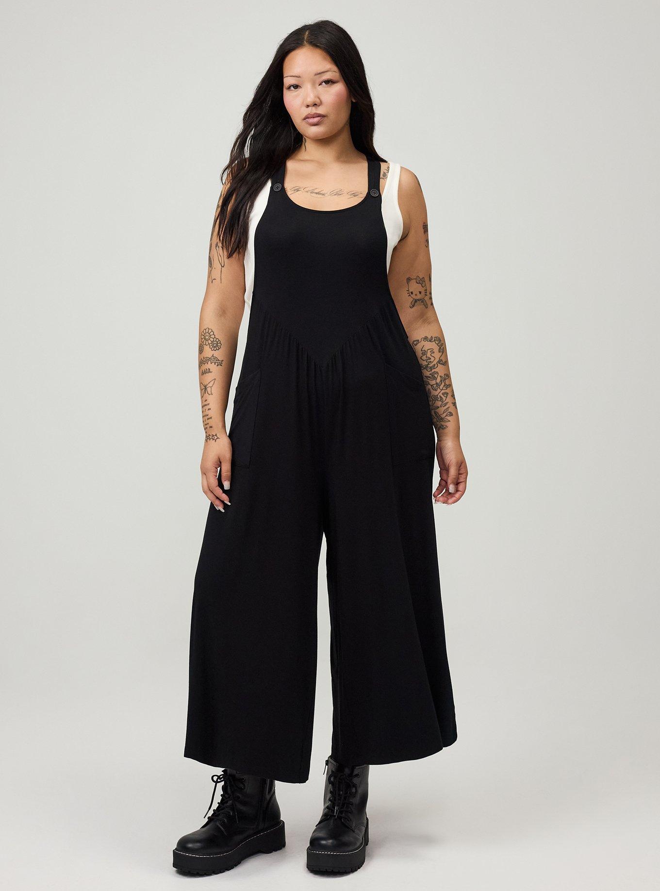 Super Soft Jersey Wide-Leg Overall, DEEP BLACK, hi-res