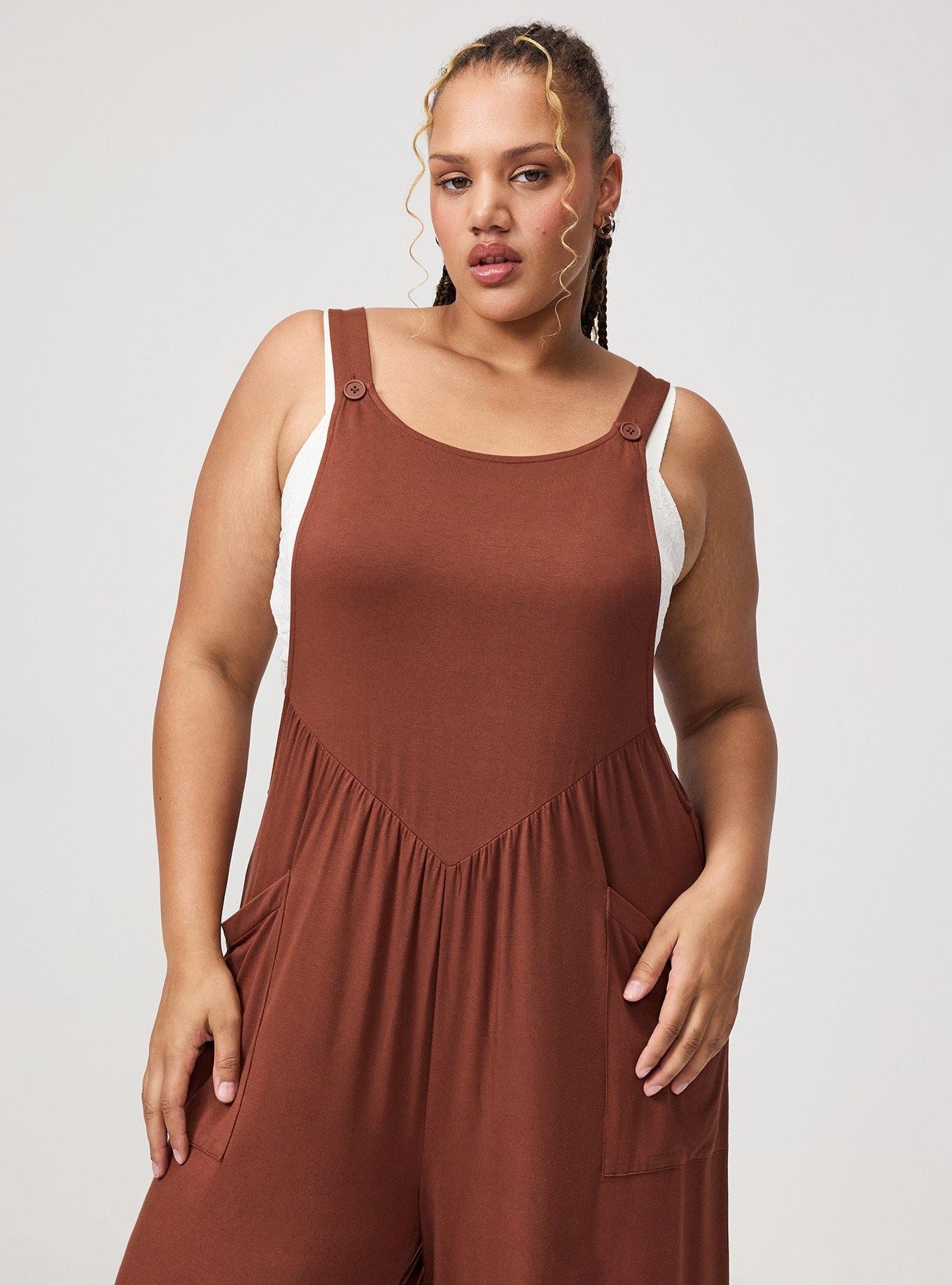 Super Soft Jersey Wide-Leg Overall, CAPPUCCINO, alternate
