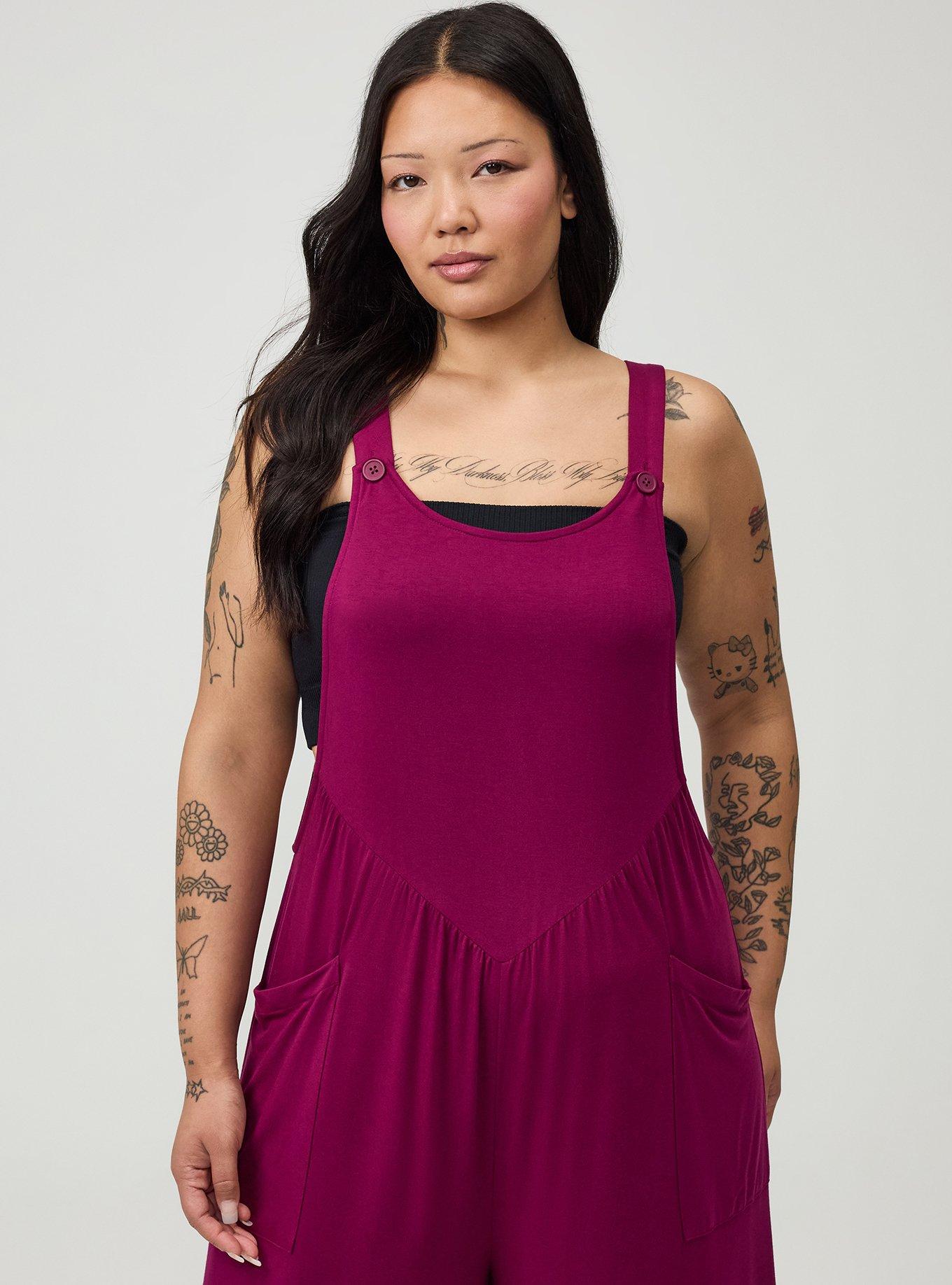 Super Soft Jersey Wide-Leg Overall, PURPLE POTION, alternate
