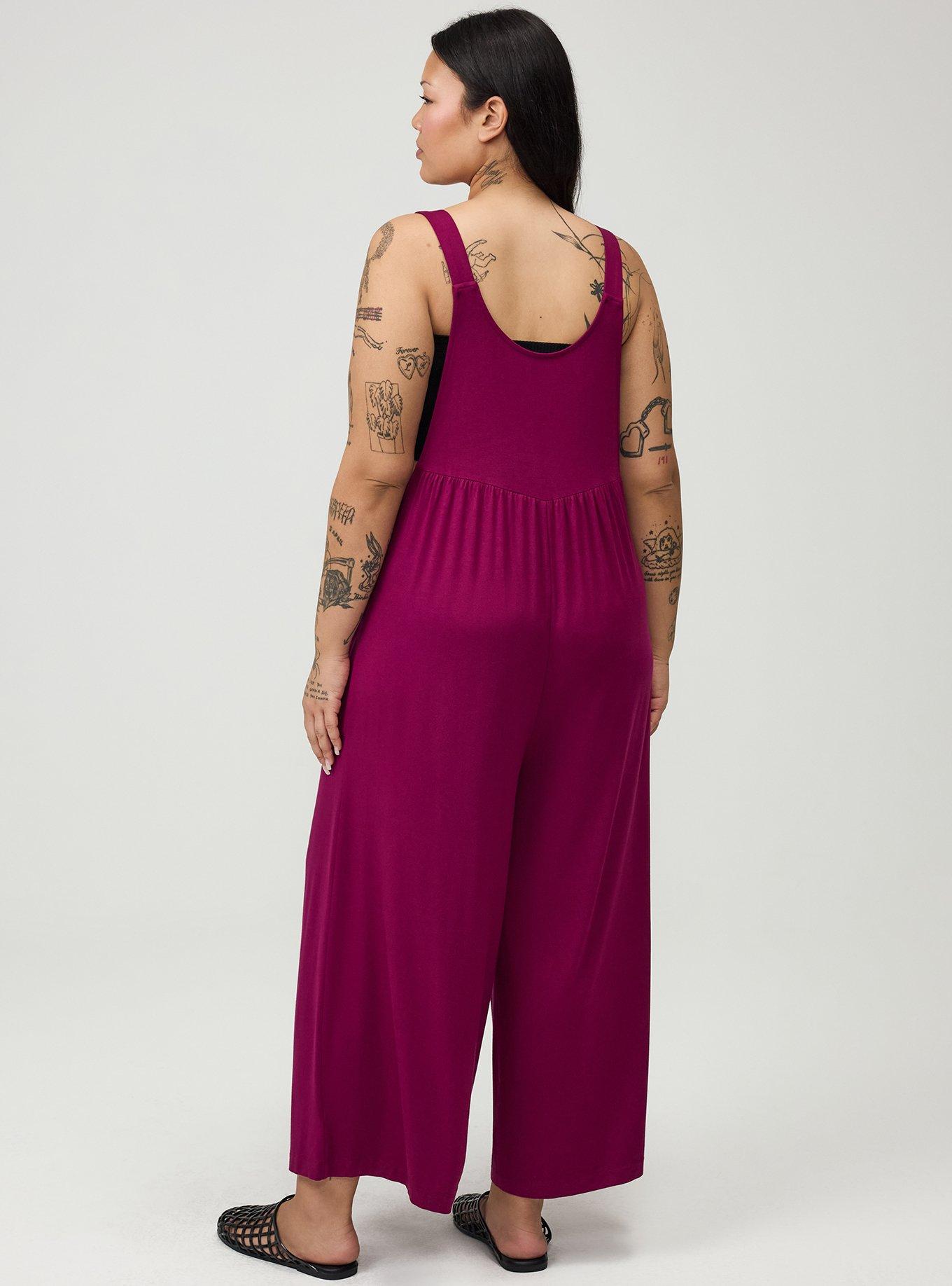 Super Soft Jersey Wide-Leg Overall, PURPLE POTION, alternate
