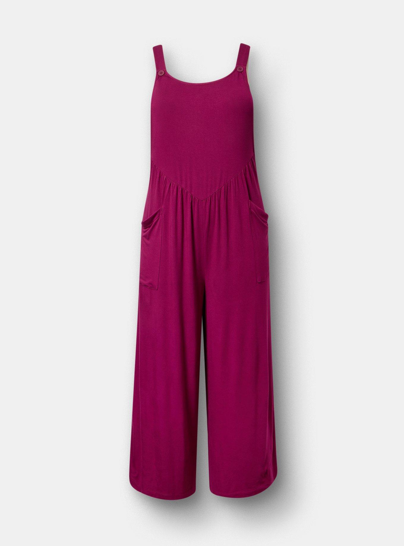 Super Soft Jersey Wide-Leg Overall, PURPLE POTION, flat