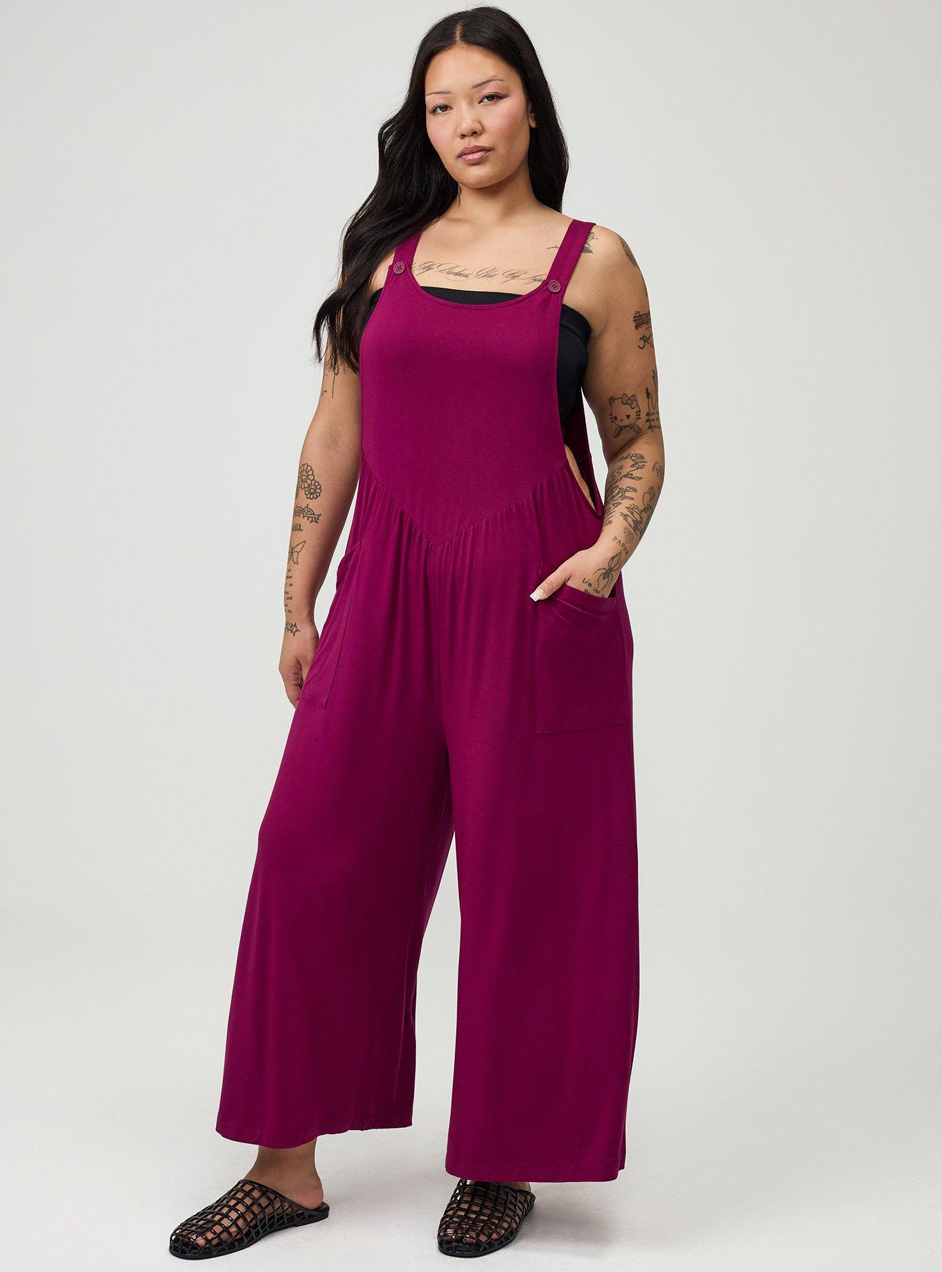 Super Soft Jersey Wide-Leg Overall, PURPLE POTION, hi-res