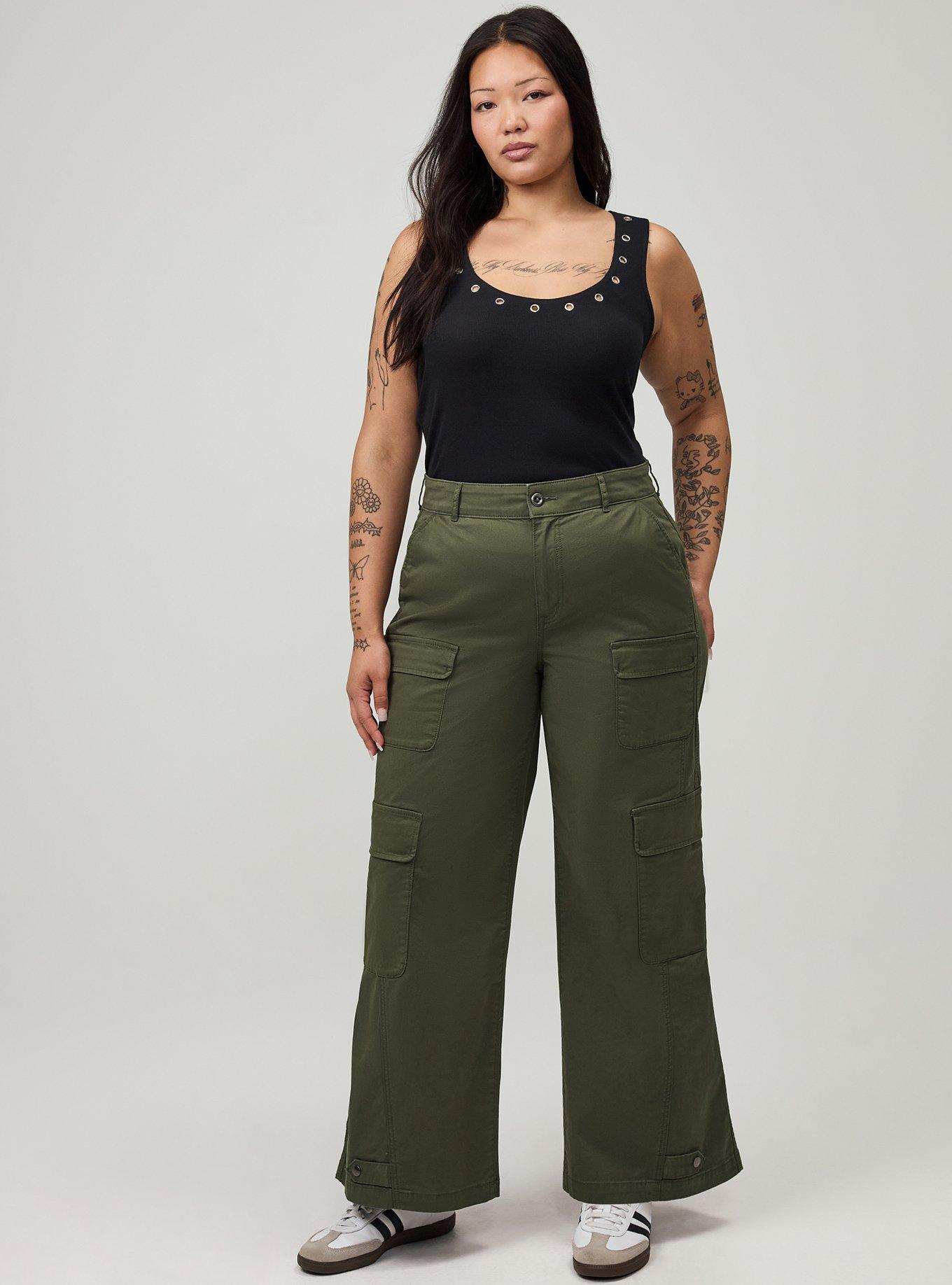 Plus Size Cotton Modal Rib Scoop Grommet Tank, DEEP BLACK, alternate