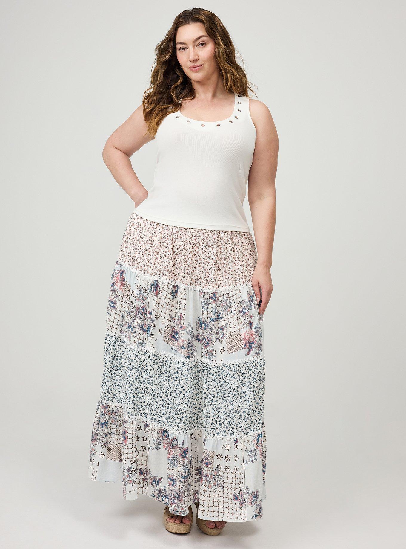 Plus Size Cotton Modal Rib Scoop Grommet Tank, BLANC DE BLANC, alternate