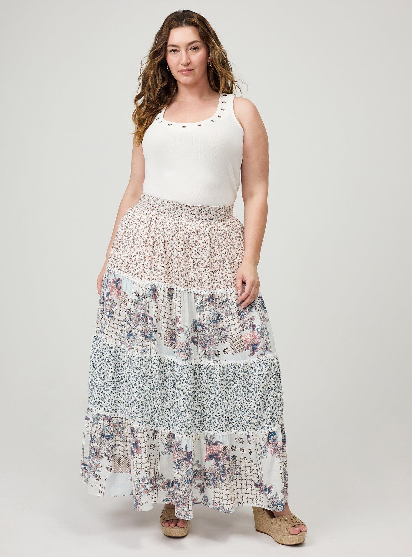 Plus Size Cotton Modal Rib Scoop Grommet Tank, BLANC DE BLANC, alternate
